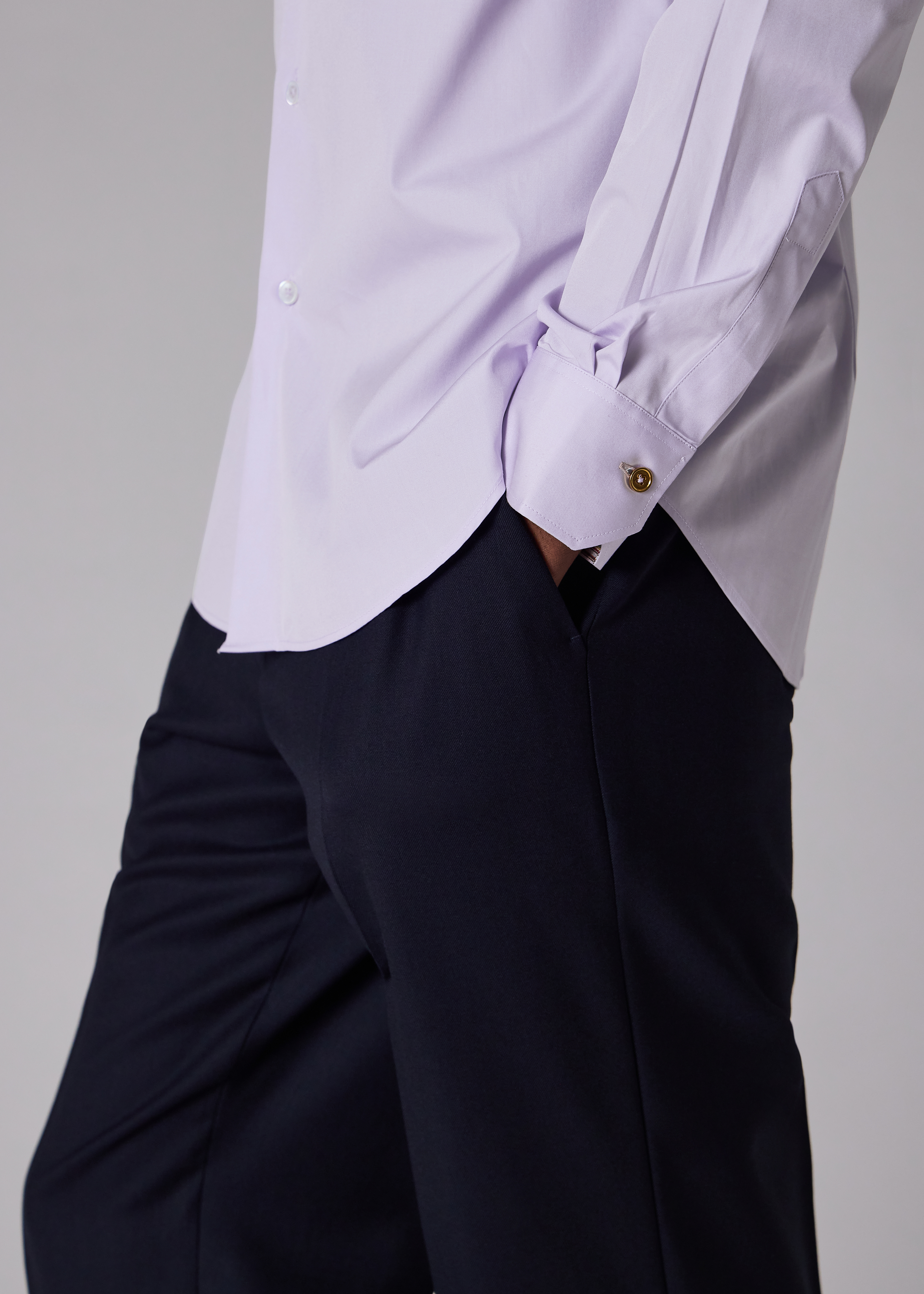 Tailored-Fit Pale Lilac Cotton-Poplin Shirt