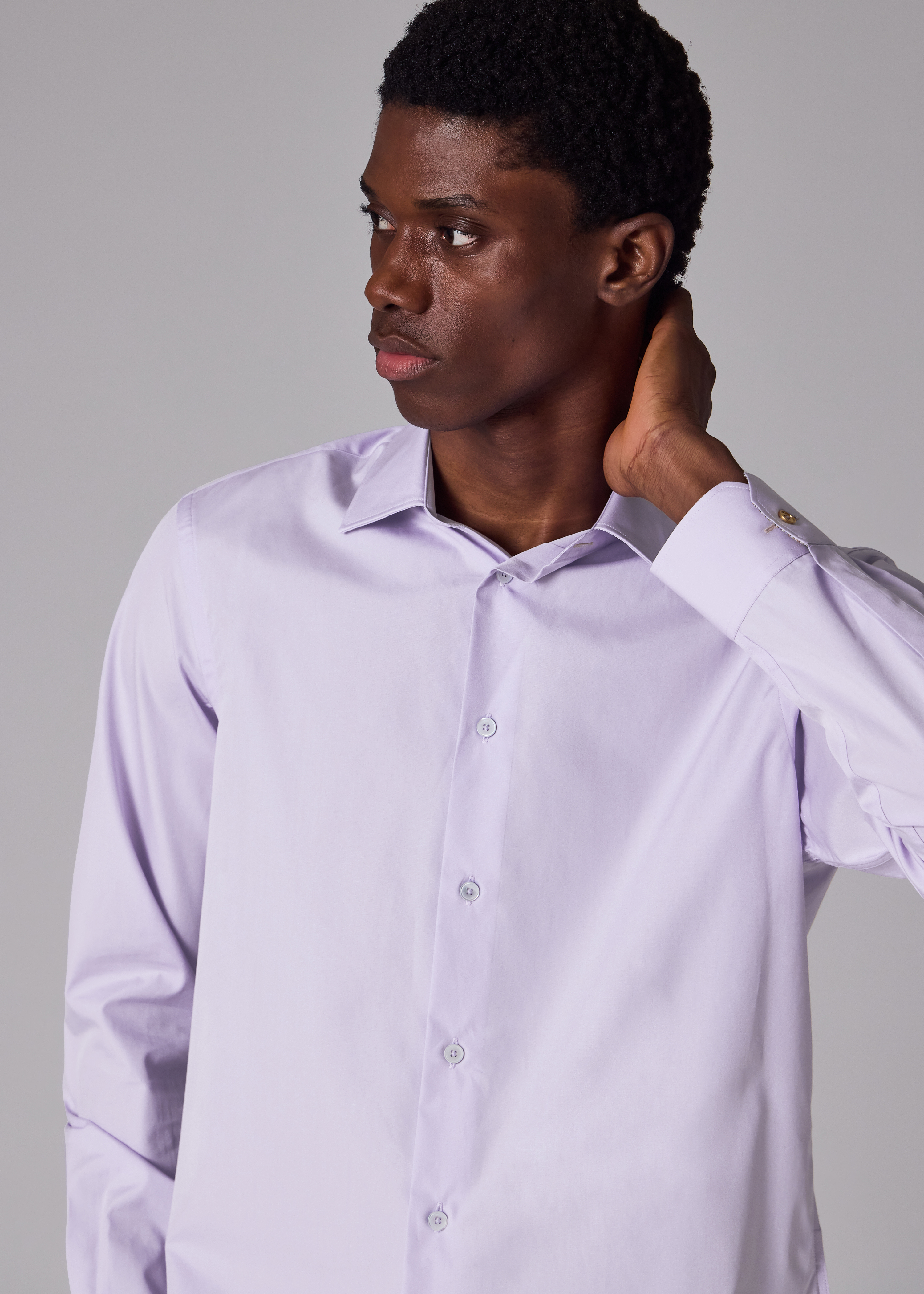 Tailored-Fit Pale Lilac Cotton-Poplin Shirt