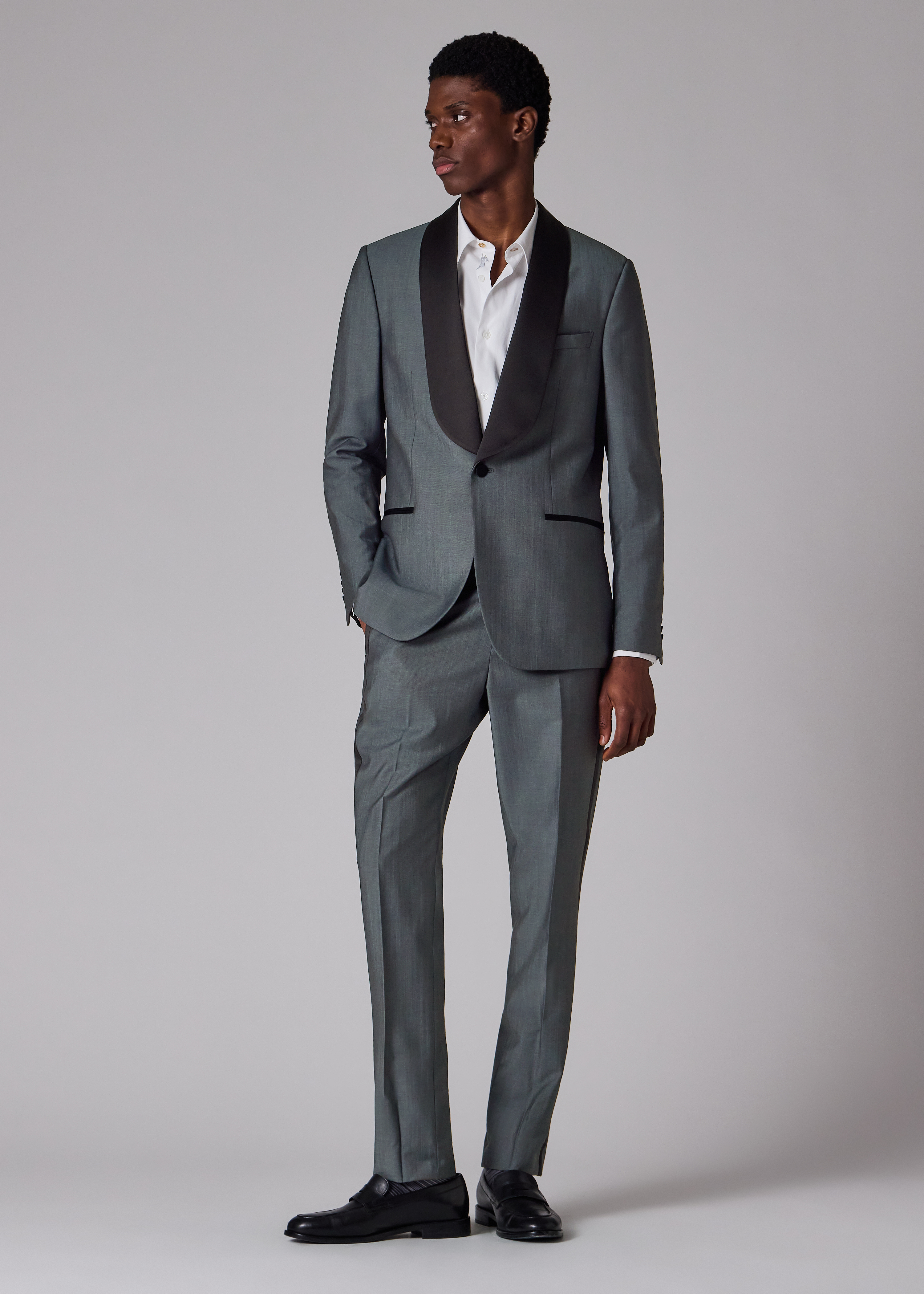 Tailored-Fit Slate Blue Wool-Mohair Evening Trousers