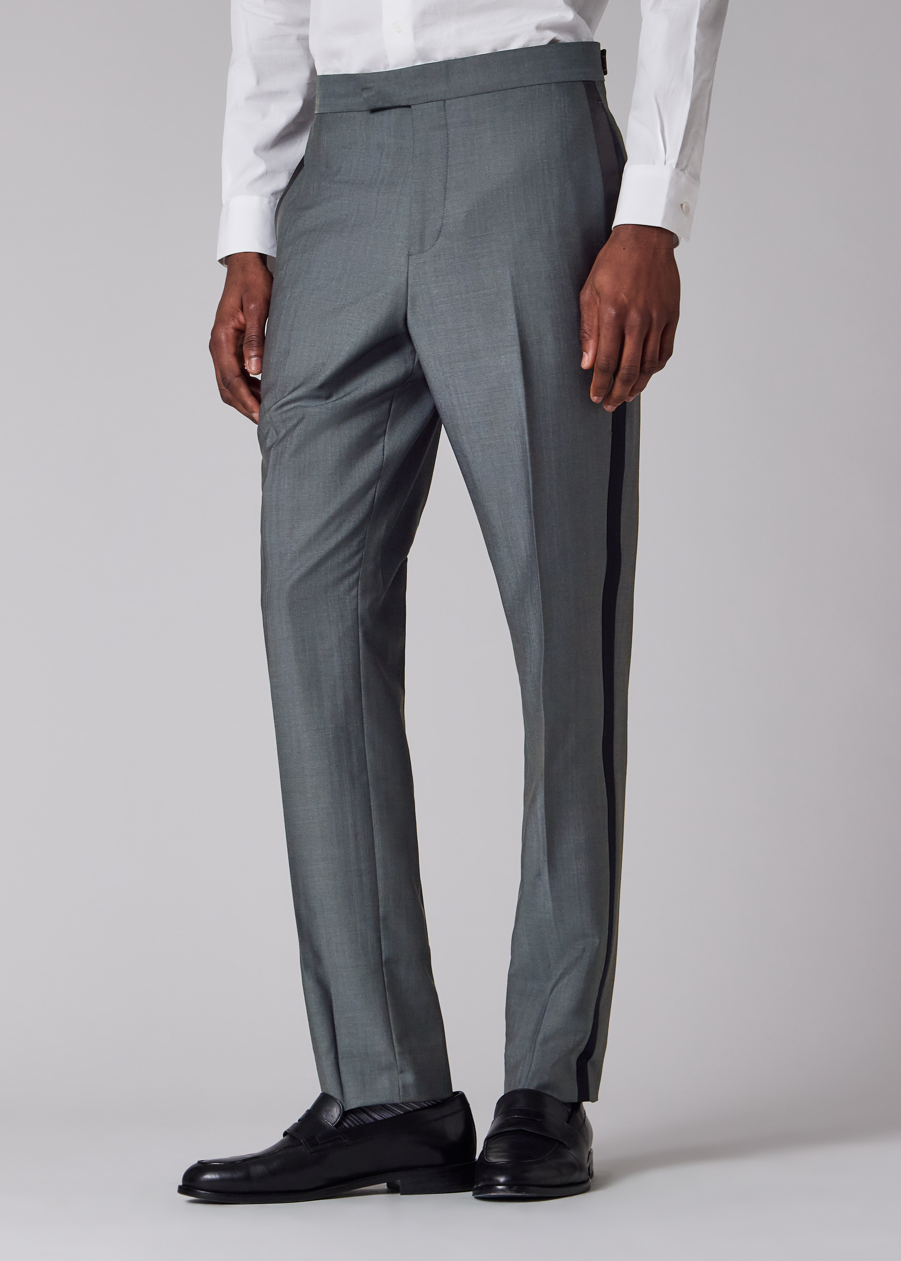 Tailored-Fit Slate Blue Wool-Mohair Evening Trousers