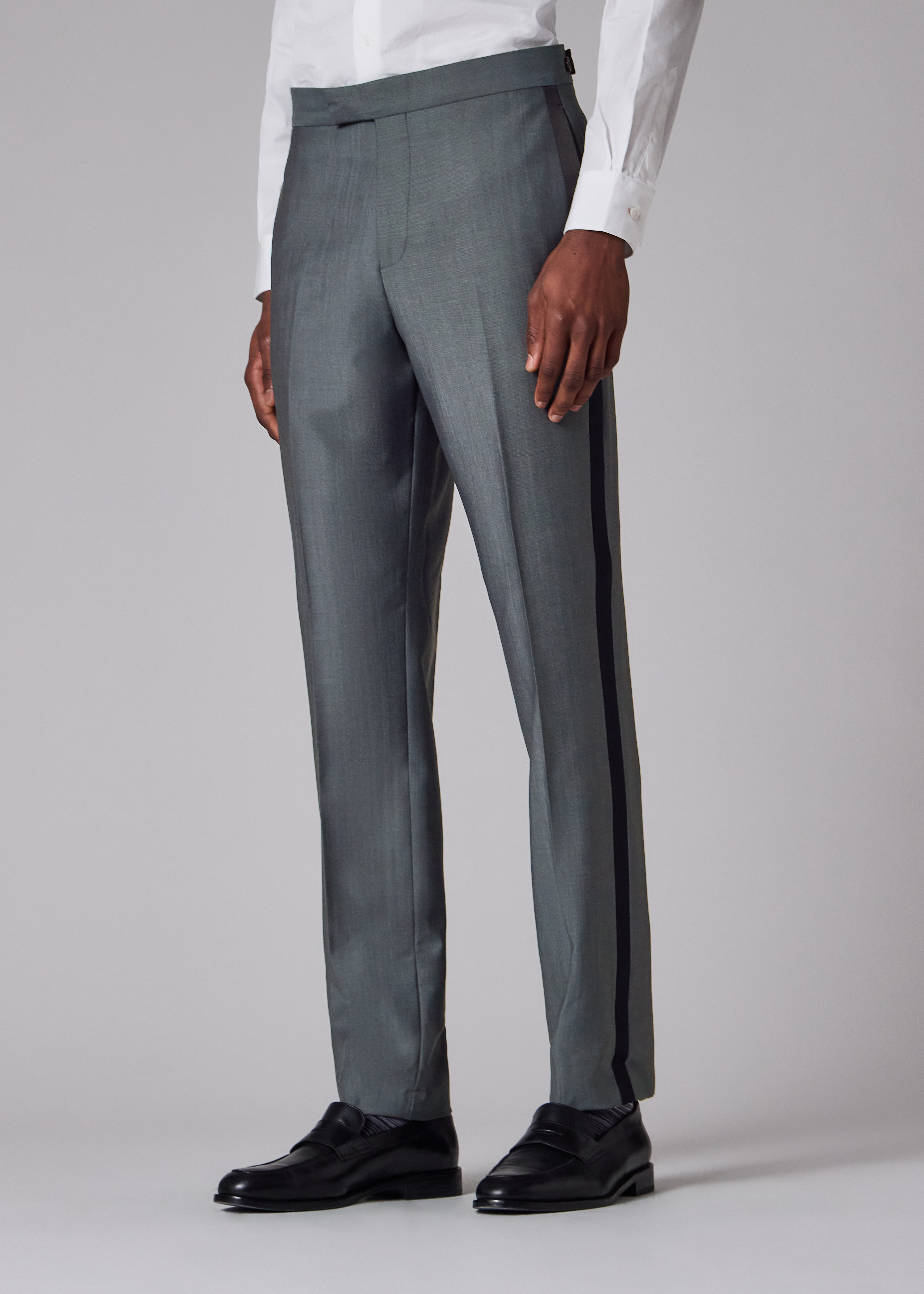 Tailored-Fit Slate Blue Wool-Mohair Evening Trousers