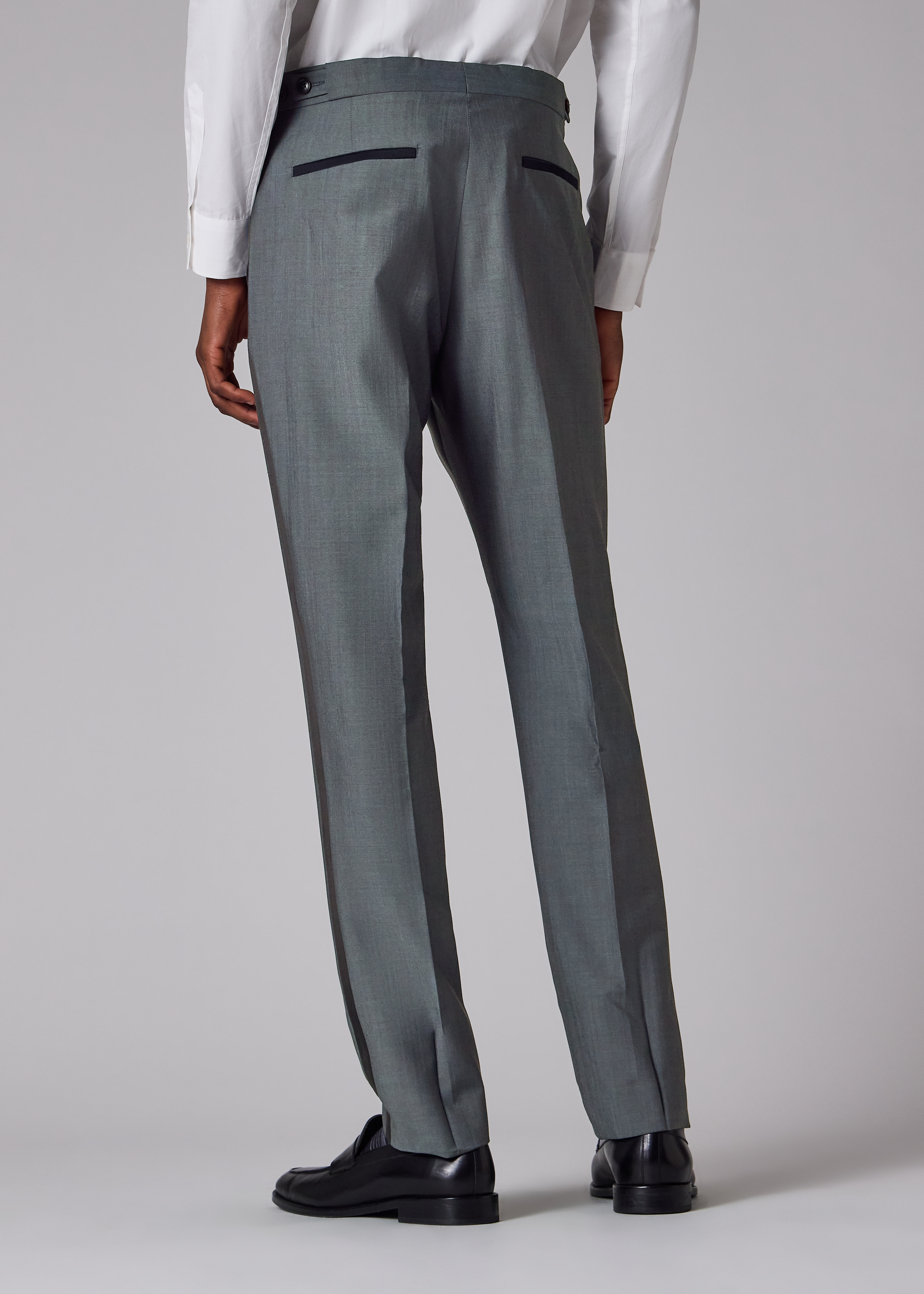 Tailored-Fit Slate Blue Wool-Mohair Evening Trousers
