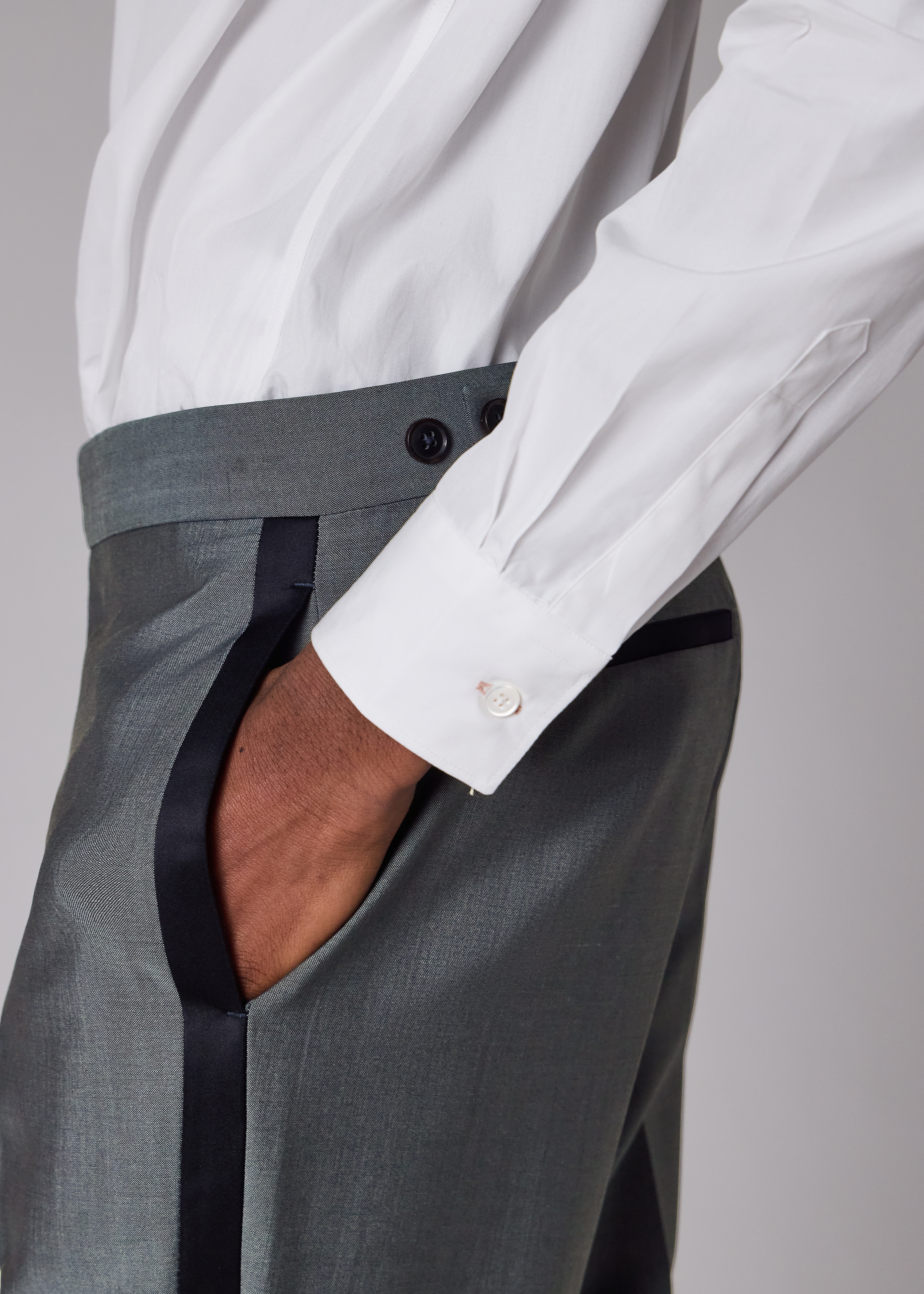 Tailored-Fit Slate Blue Wool-Mohair Evening Trousers