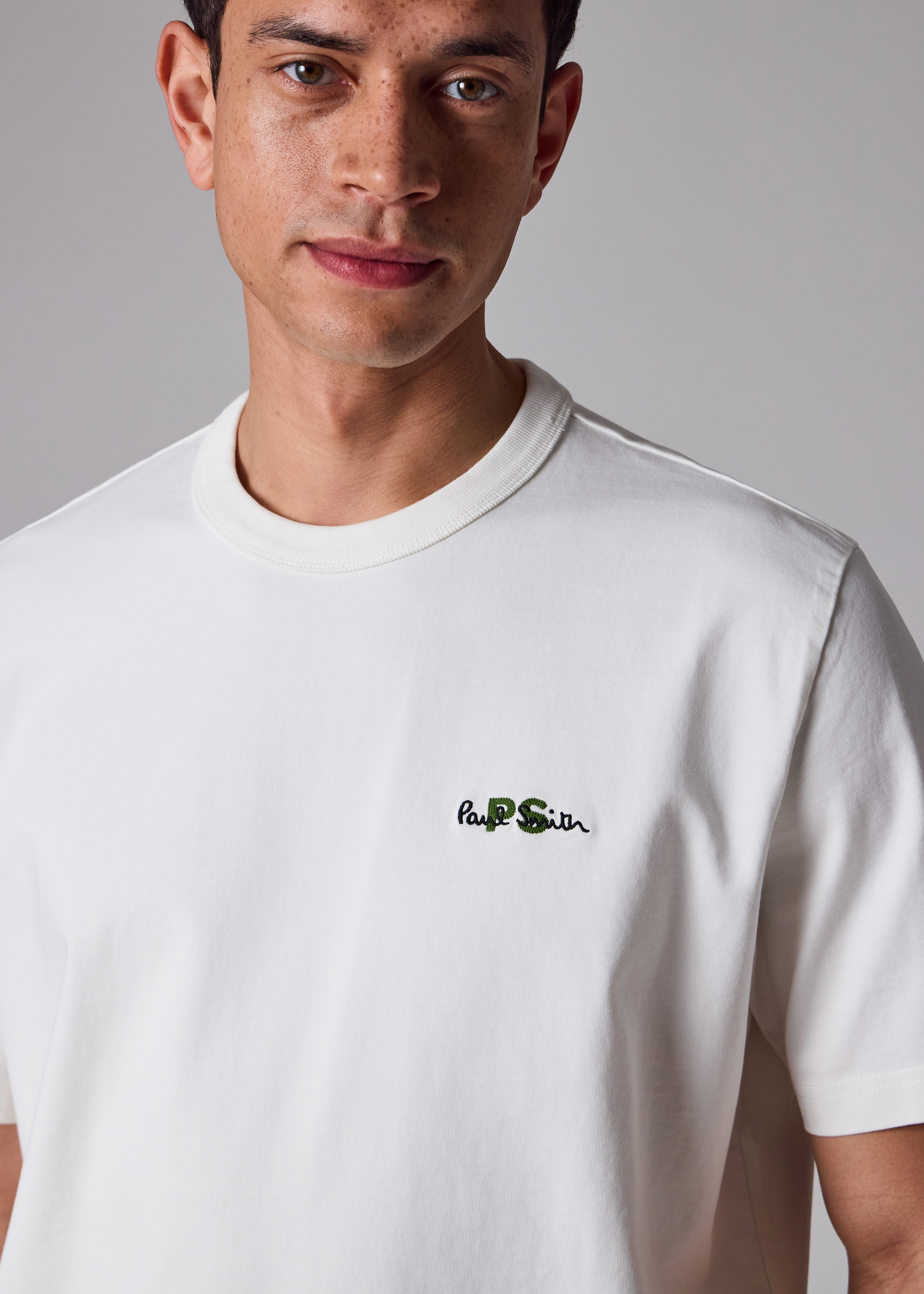 Oversized White Logo Embroidery Cotton T-Shirt