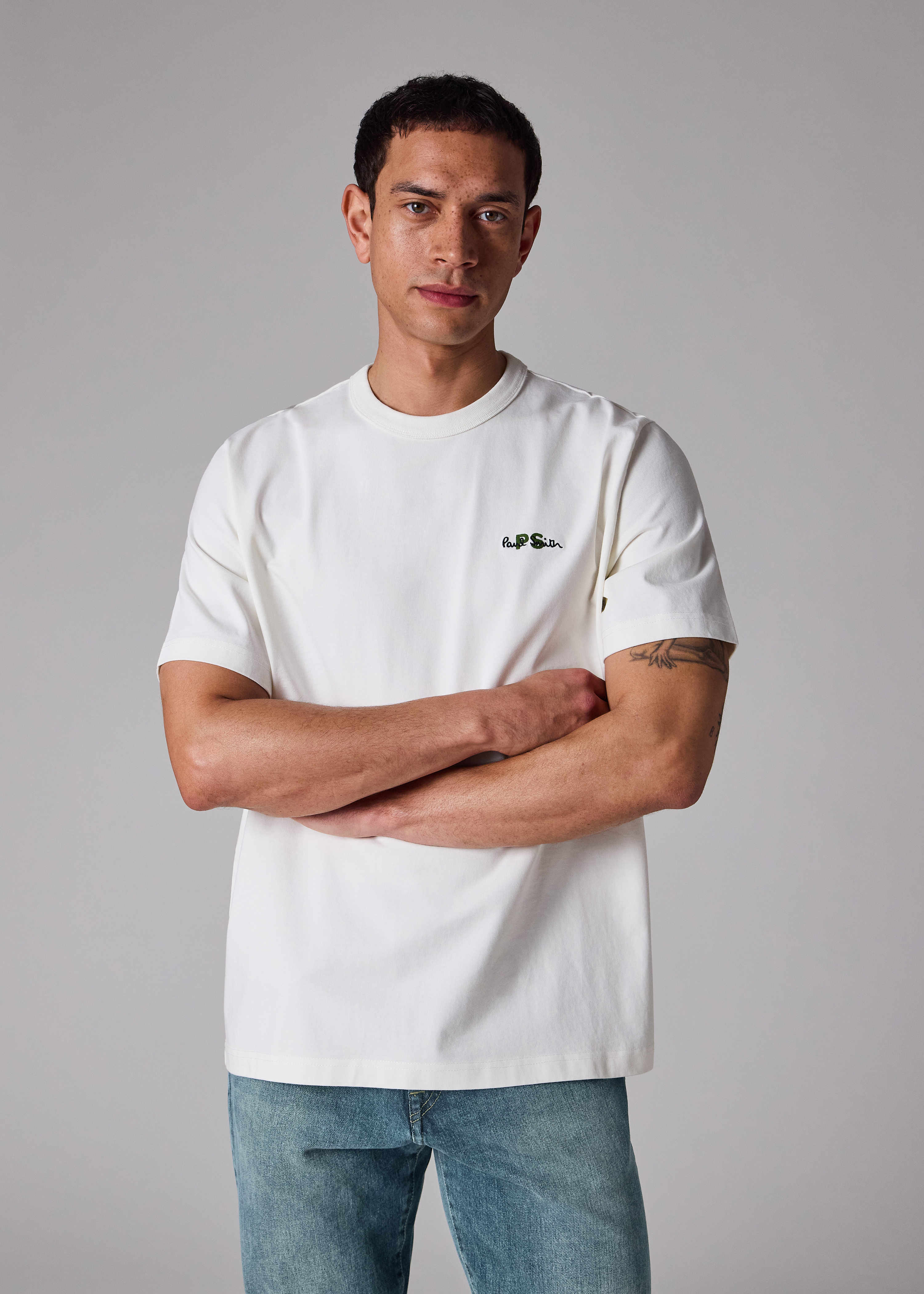 Oversized White Logo Embroidery Cotton T-Shirt