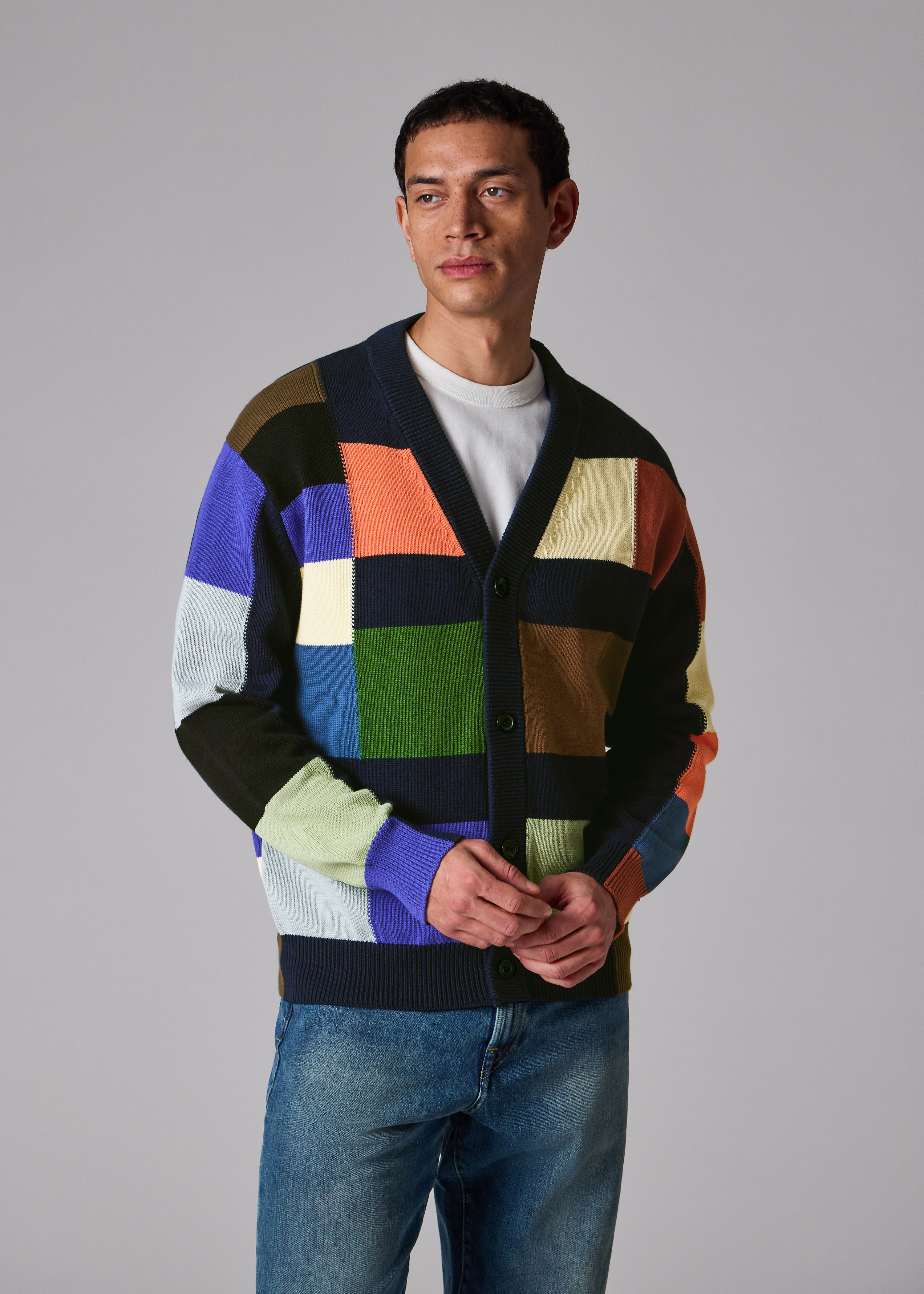 Multicolour Patchwork Cotton Cardigan
