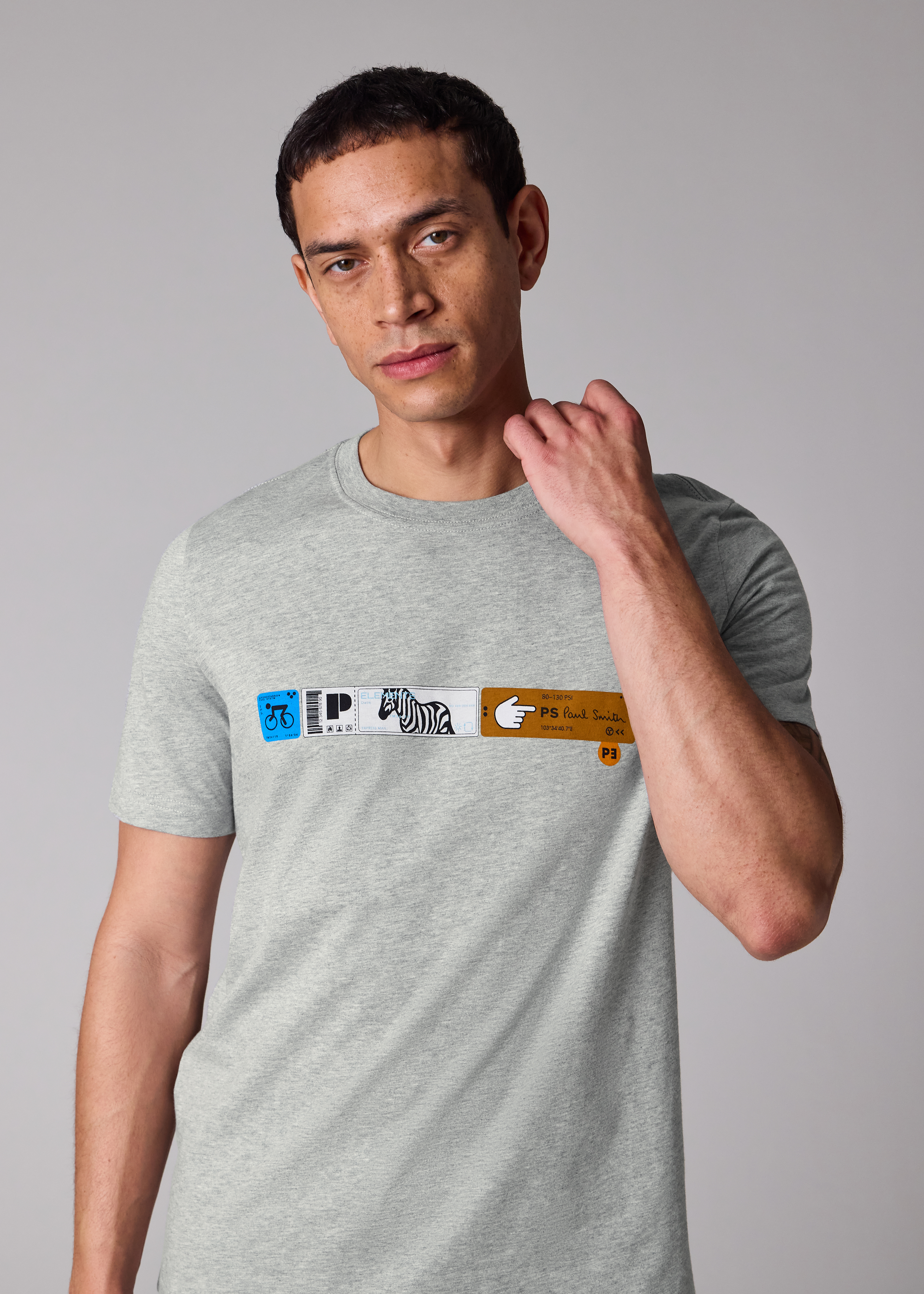 Grey Marl 'Tickets' Print T-Shirt