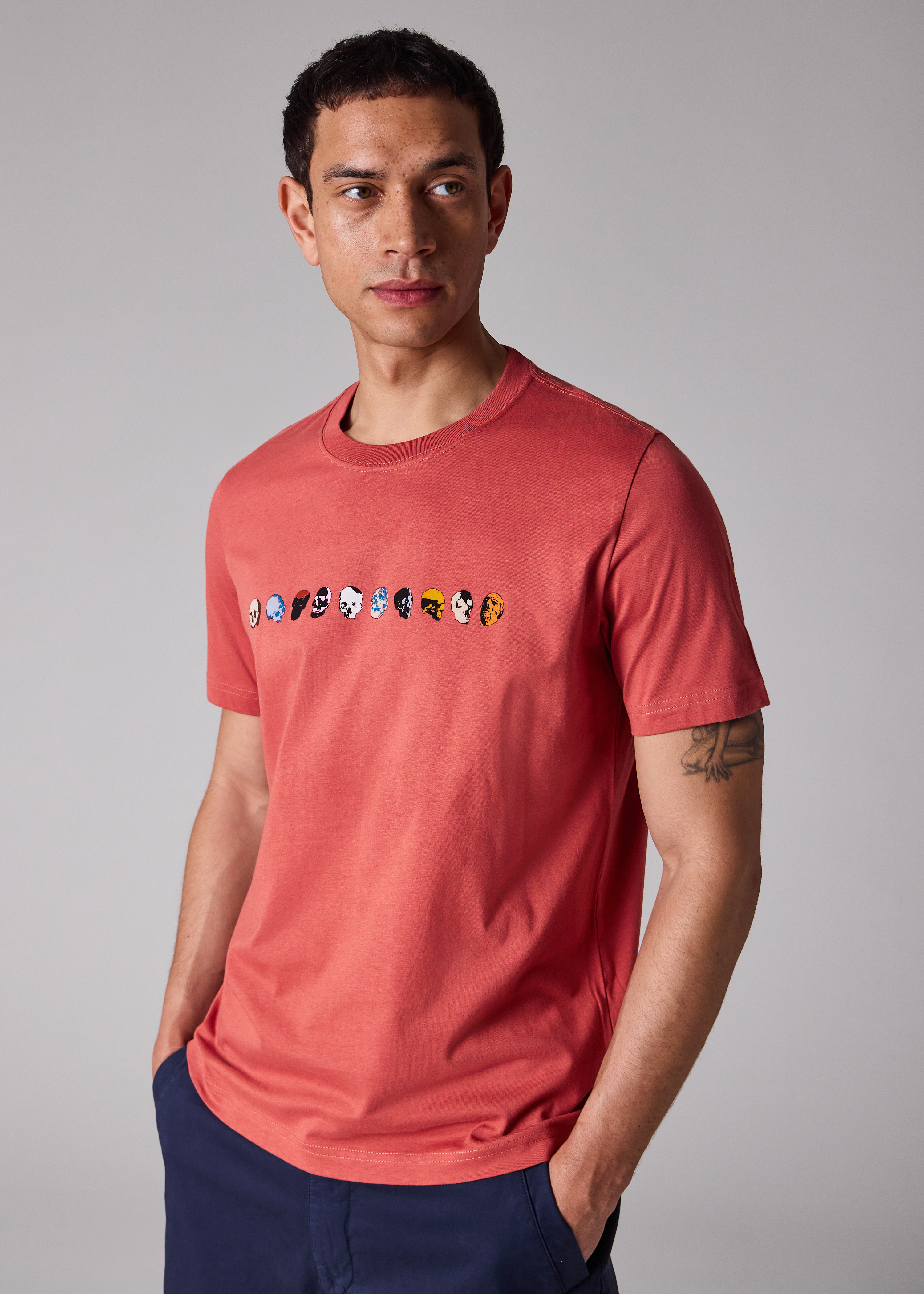 Pink 'Mini Skulls' Print T-Shirt