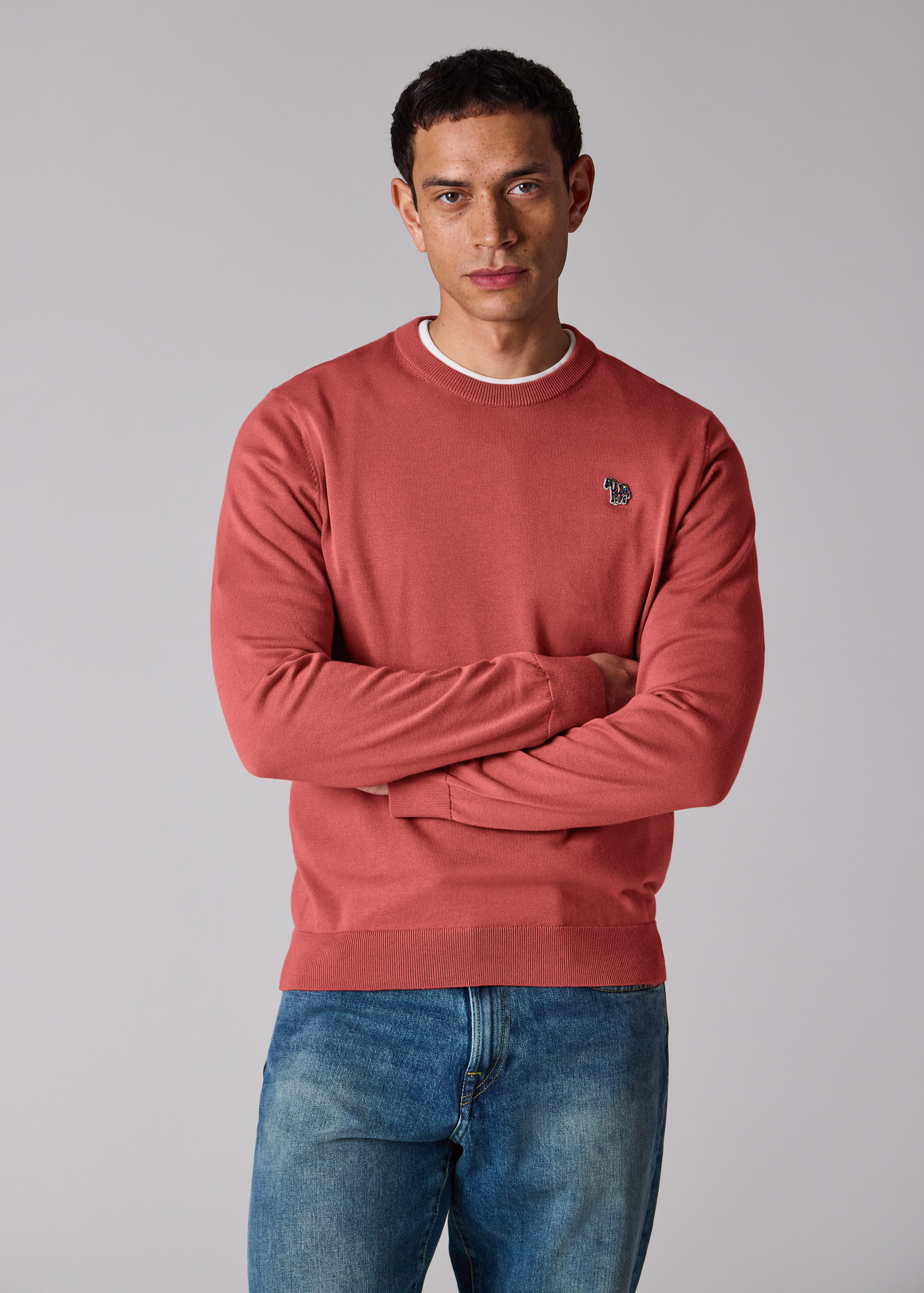 Salmon Pink Organic Cotton Zebra Logo Sweater