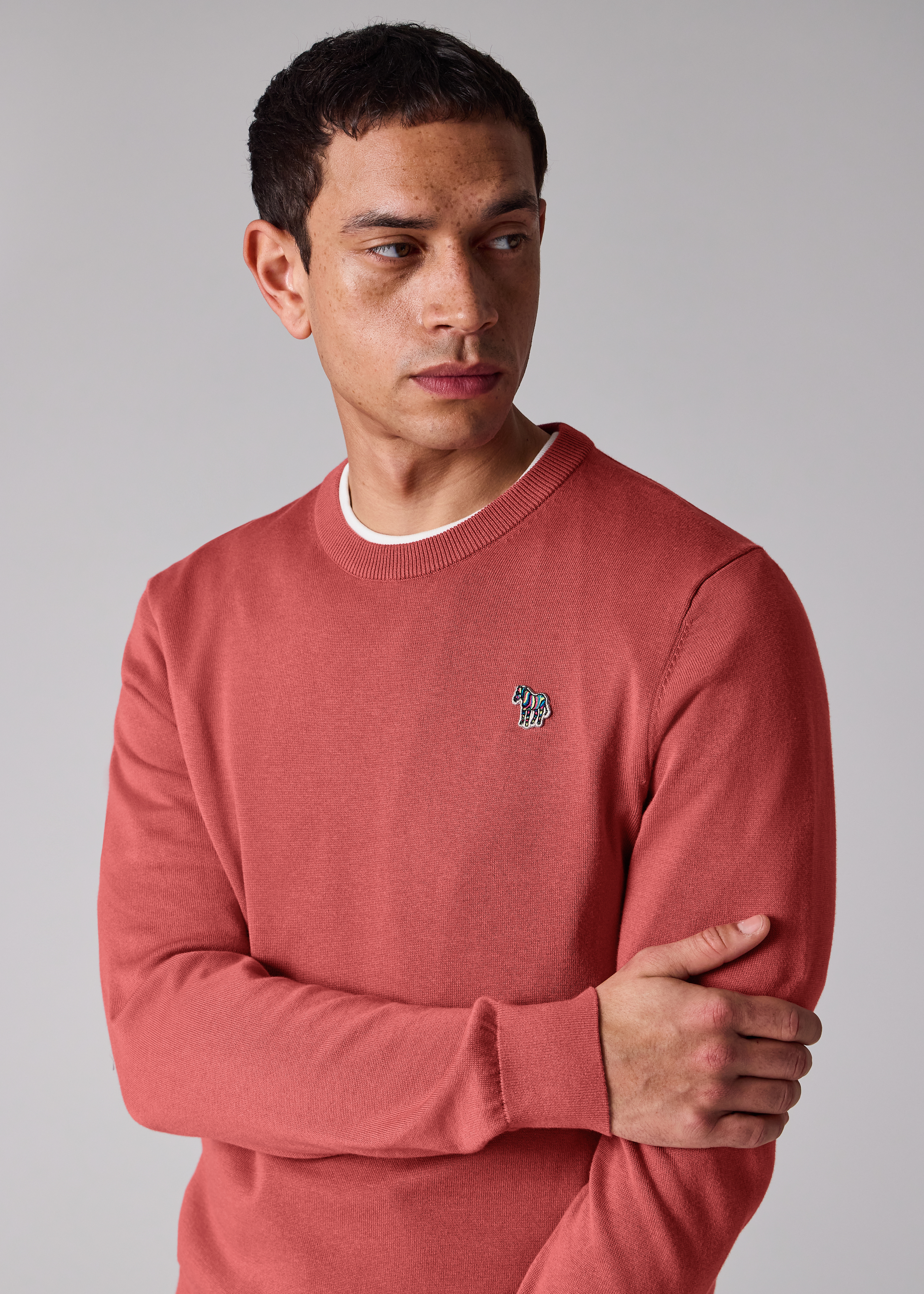 Salmon Pink Organic Cotton Zebra Logo Sweater