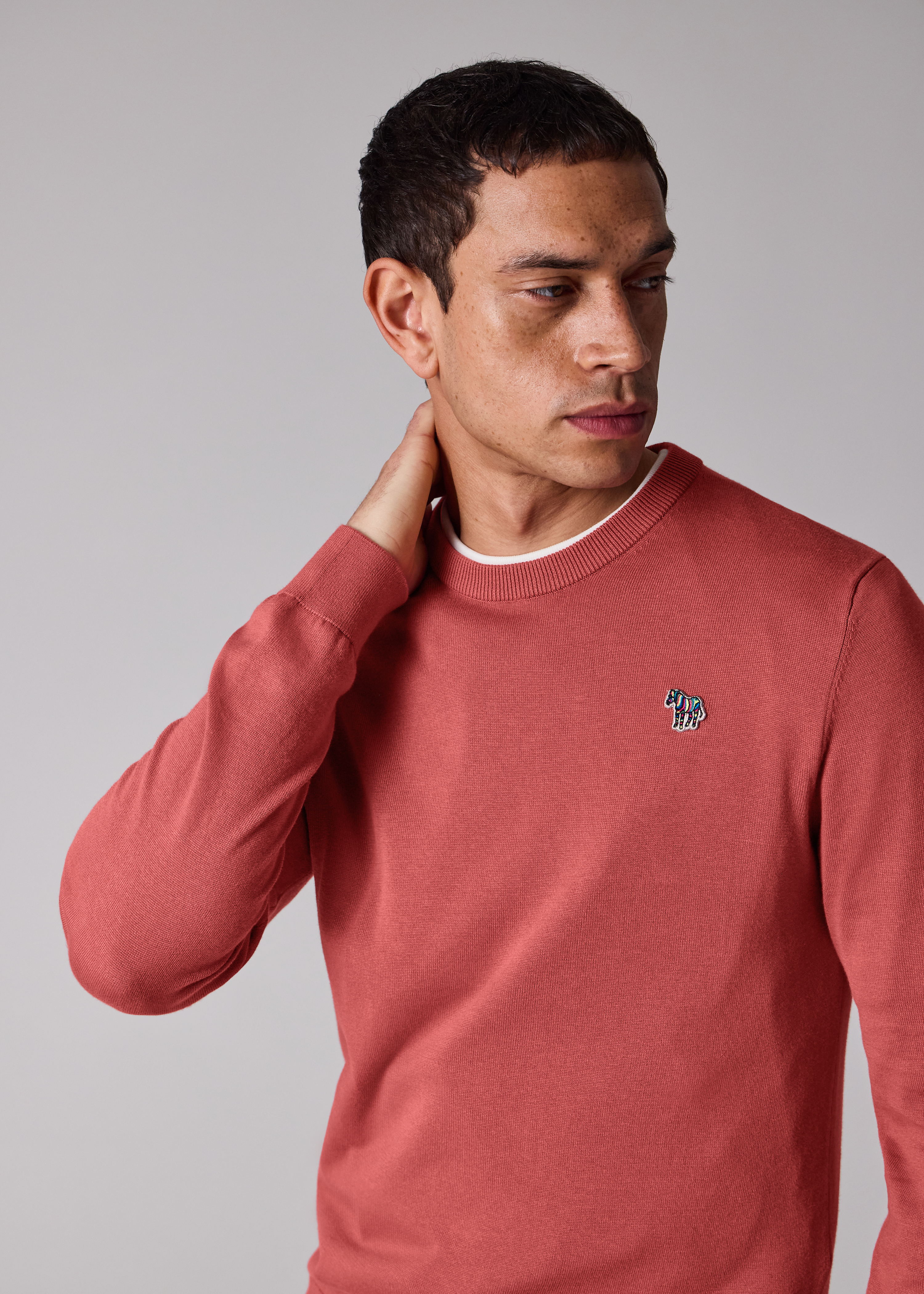 Salmon Pink Organic Cotton Zebra Logo Sweater