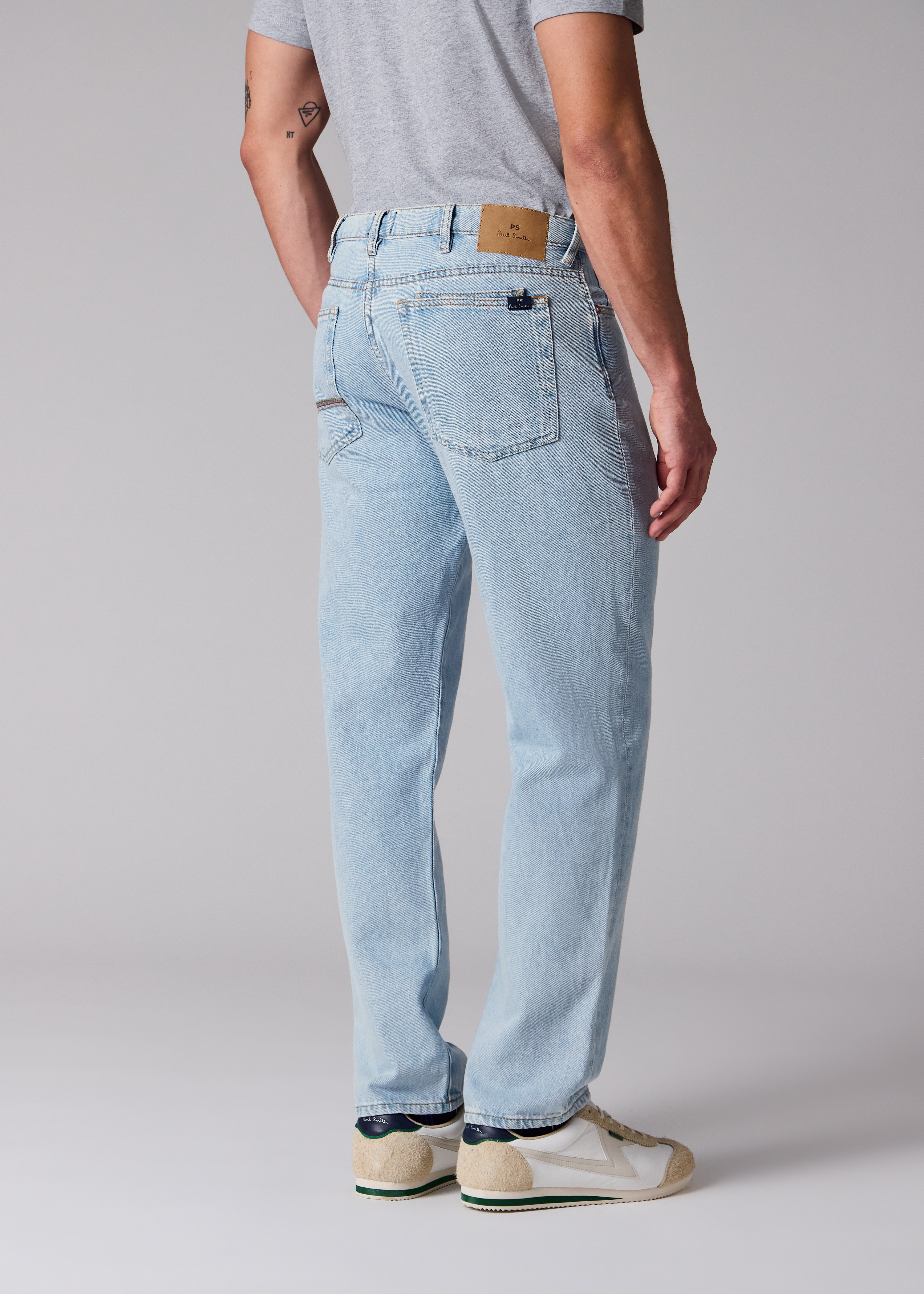 Relaxed Tapered-Fit Light Wash Recycled Cotton-Blend Jeans
