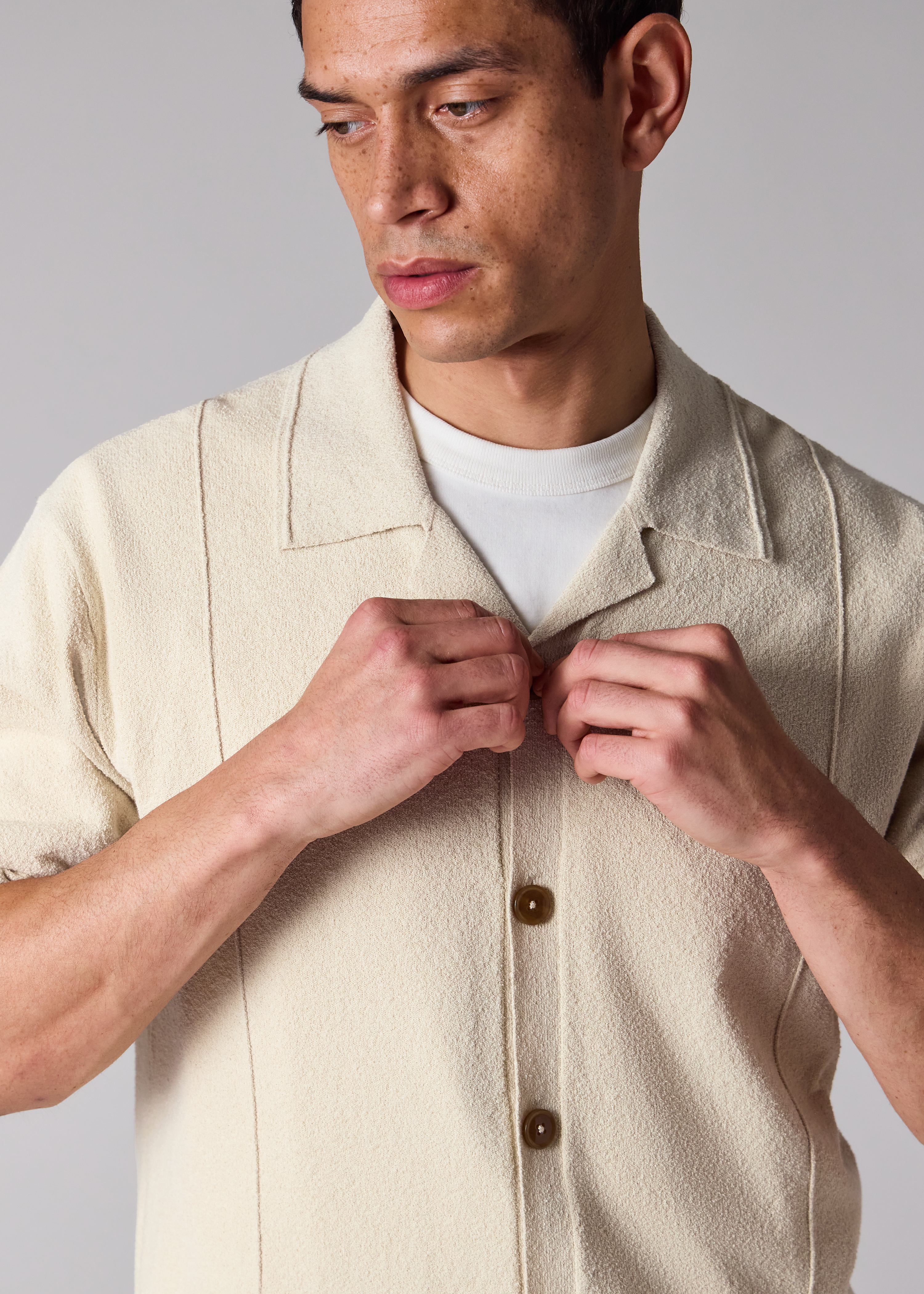 Boucle Ecru Knitted Shirt