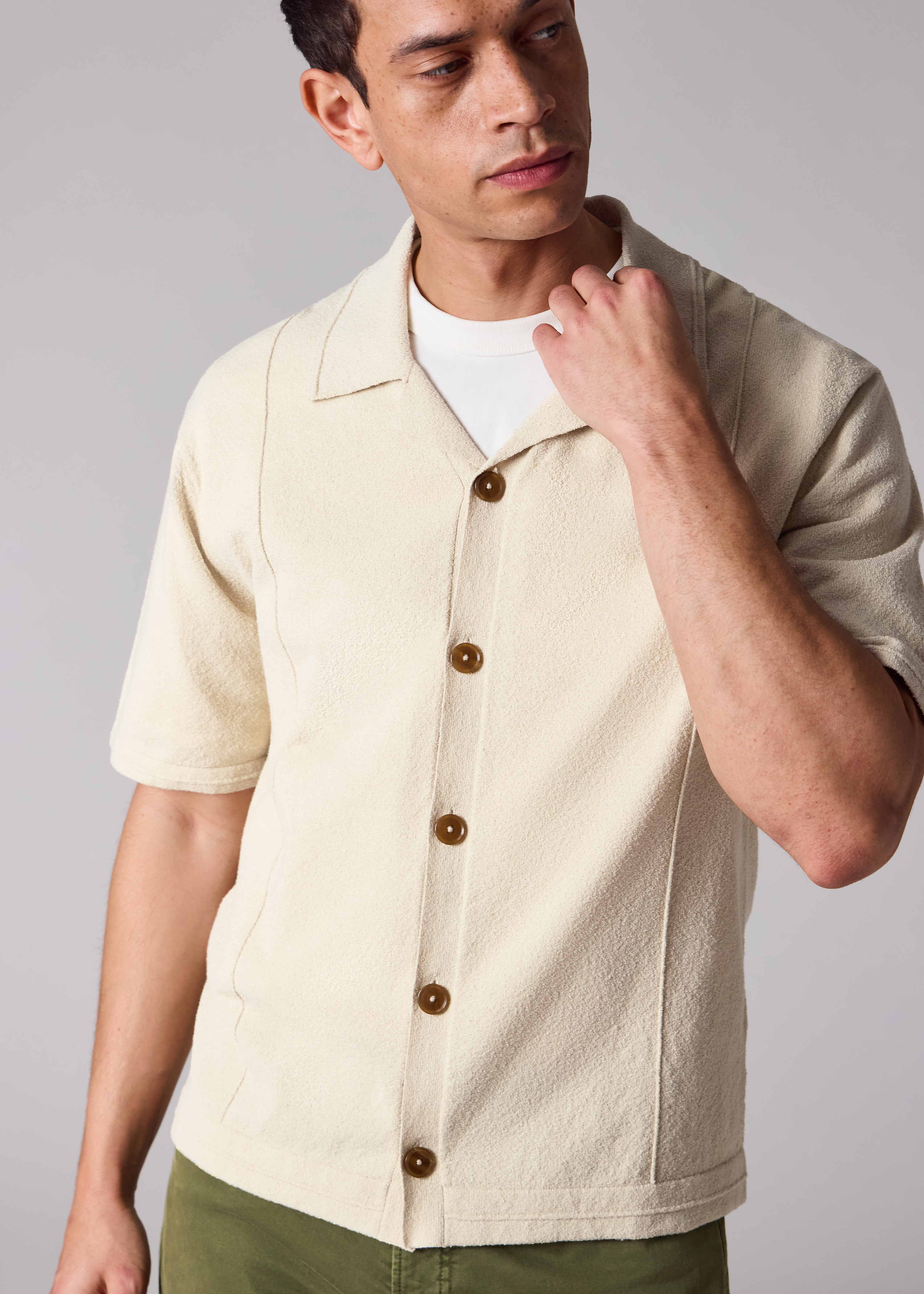 Boucle Ecru Knitted Shirt