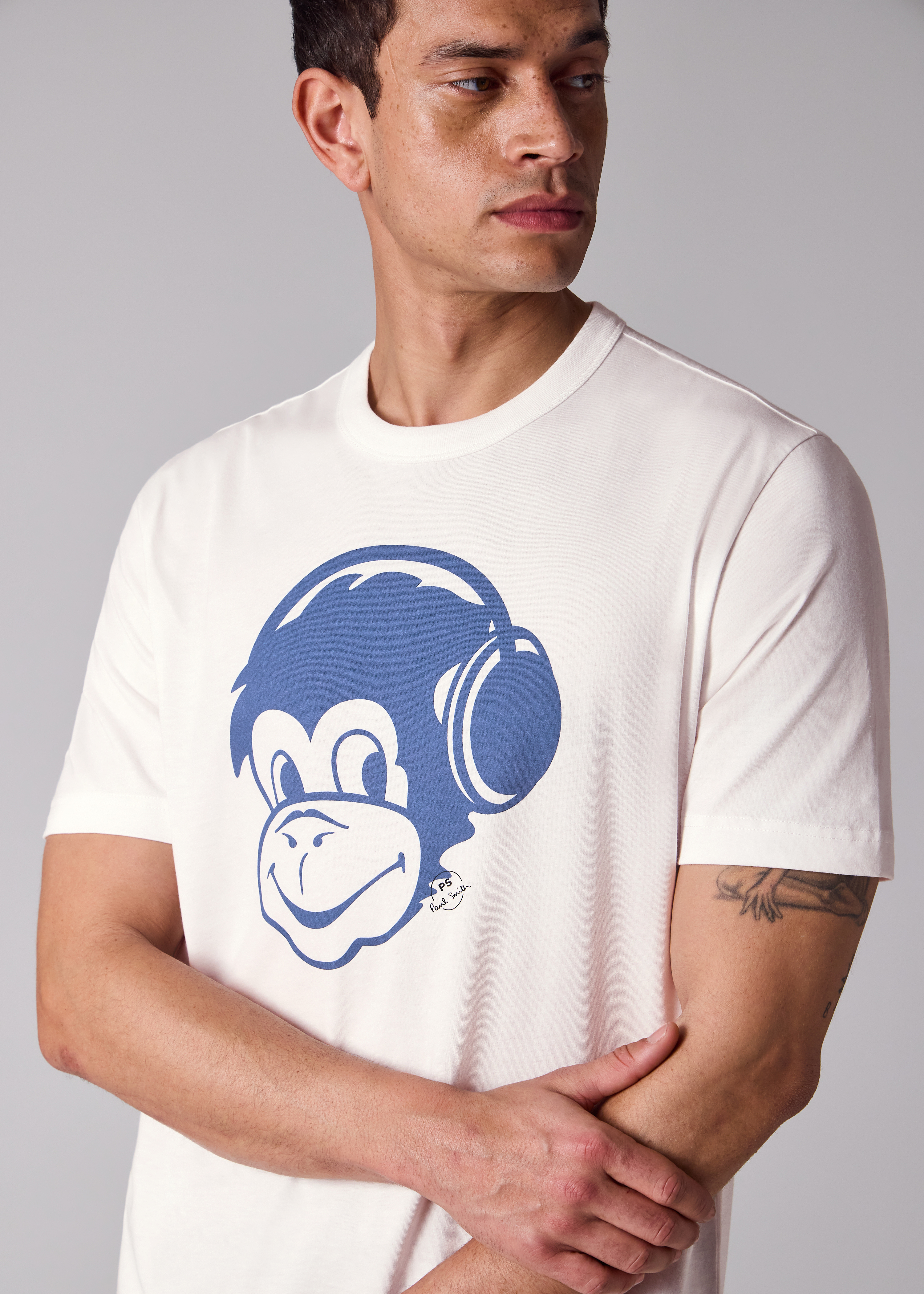 White 'Monkey Headphones' Print T-Shirt