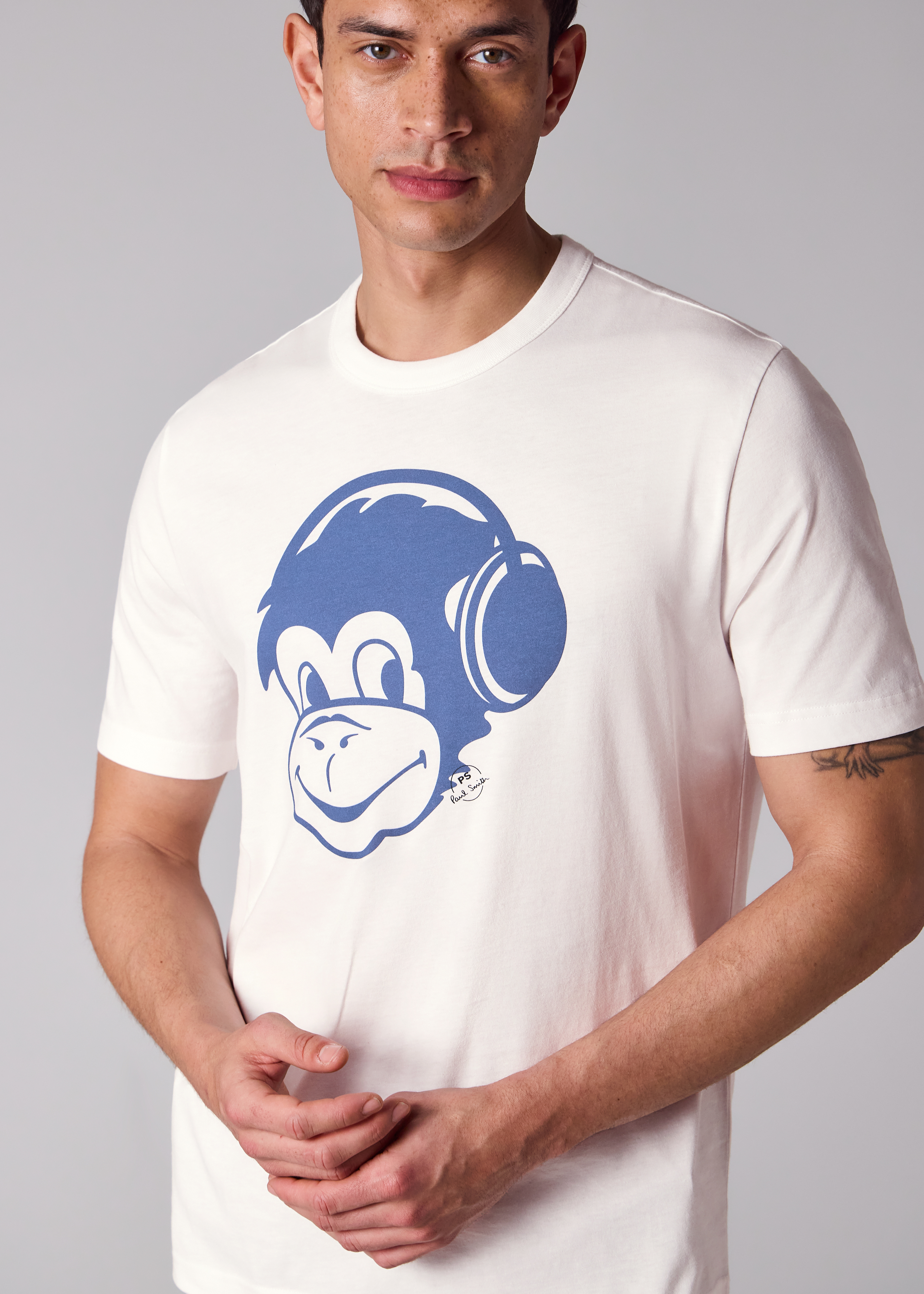 White 'Monkey Headphones' Print T-Shirt