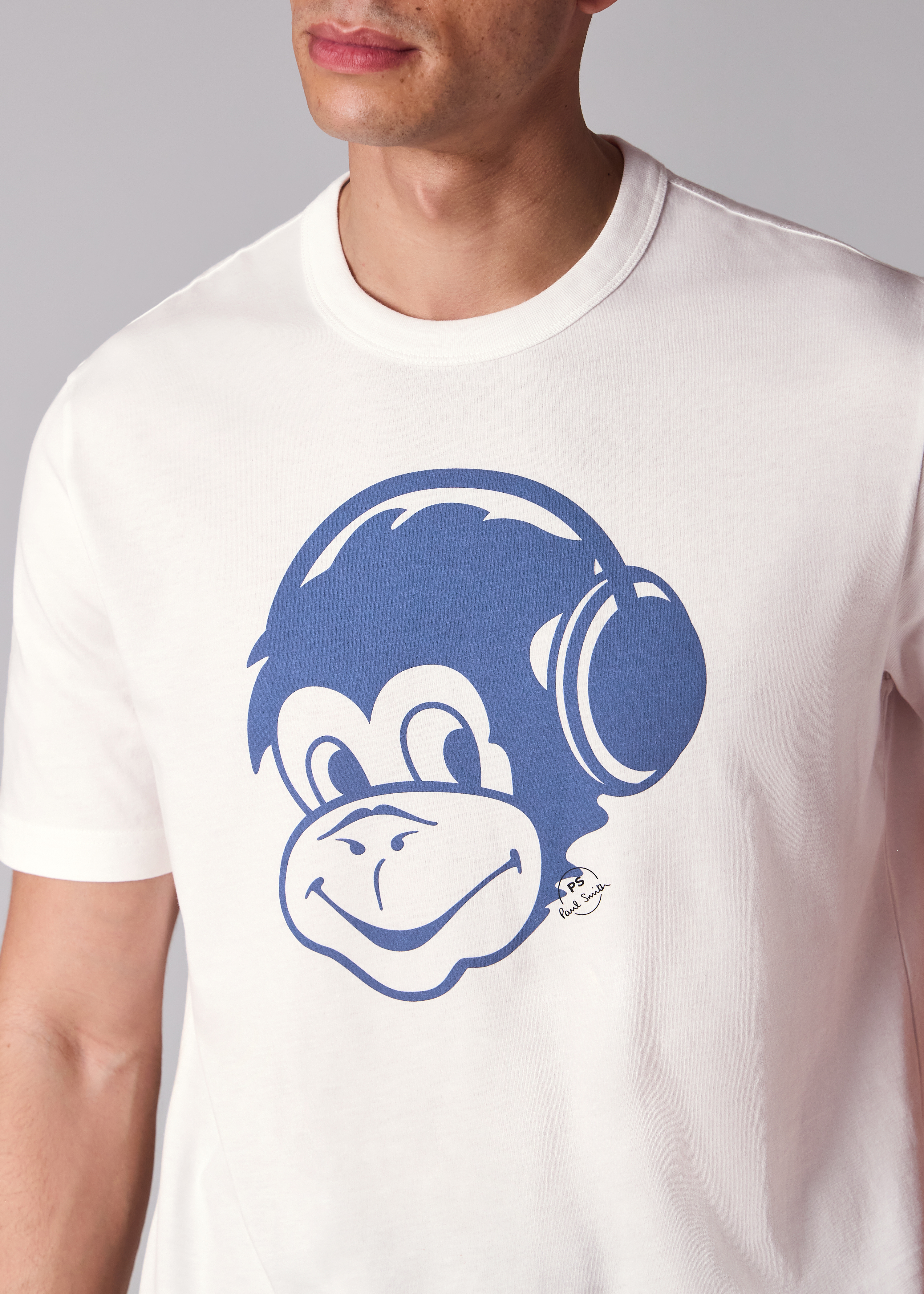 White 'Monkey Headphones' Print T-Shirt