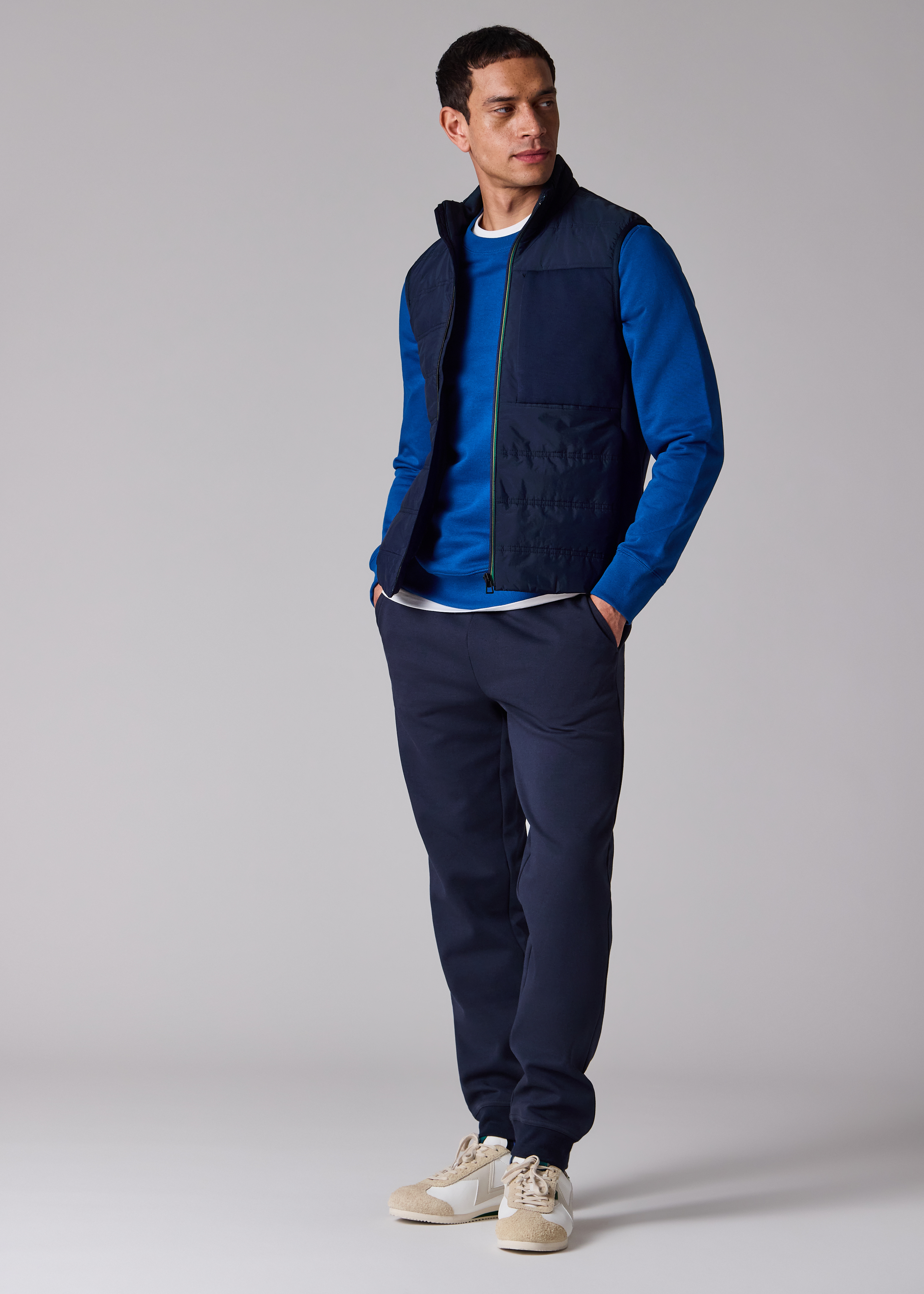 Navy Quilted Mixed Media Gilet