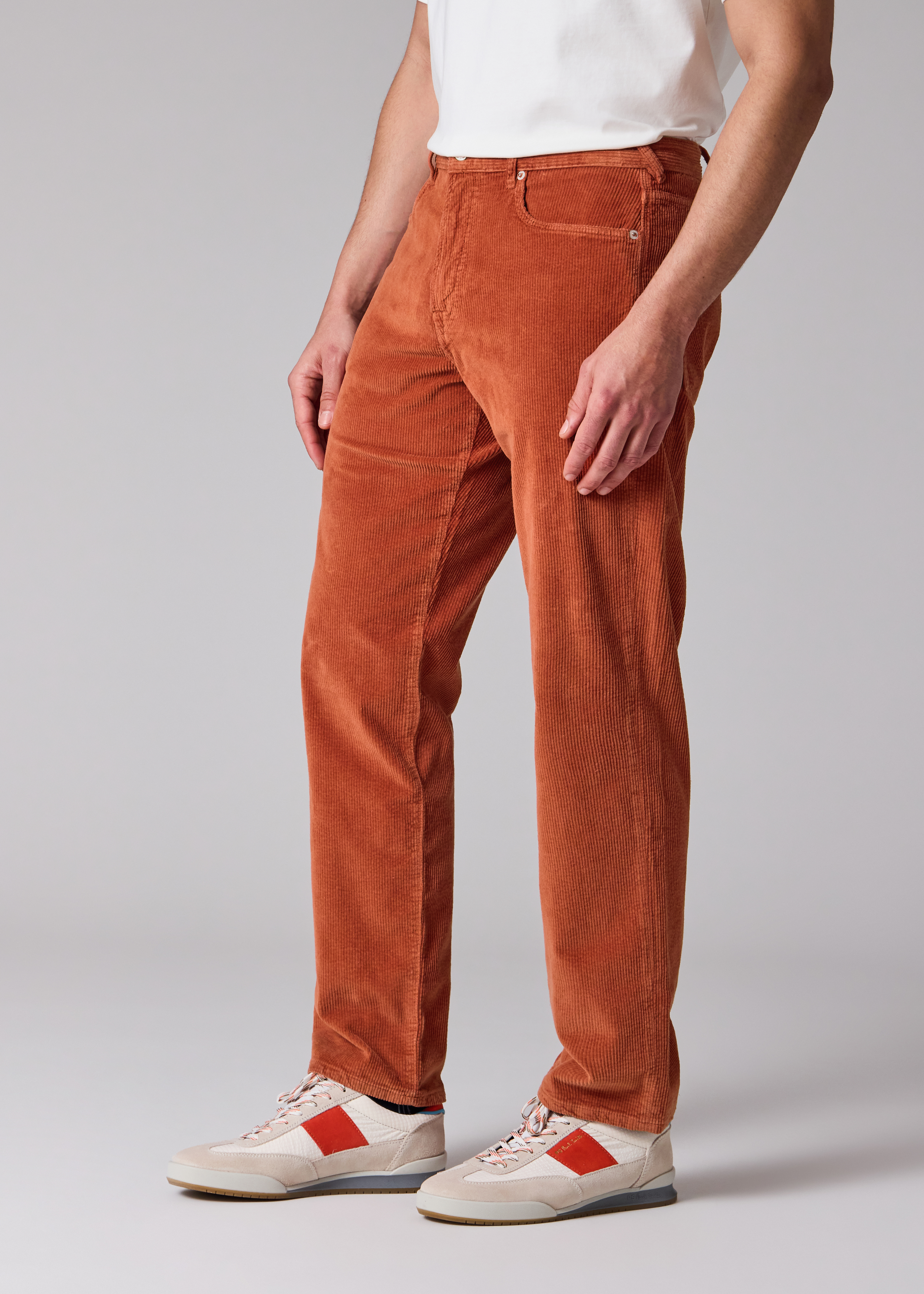 Relaxed Tapered-Fit Rust Corduroy Trousers