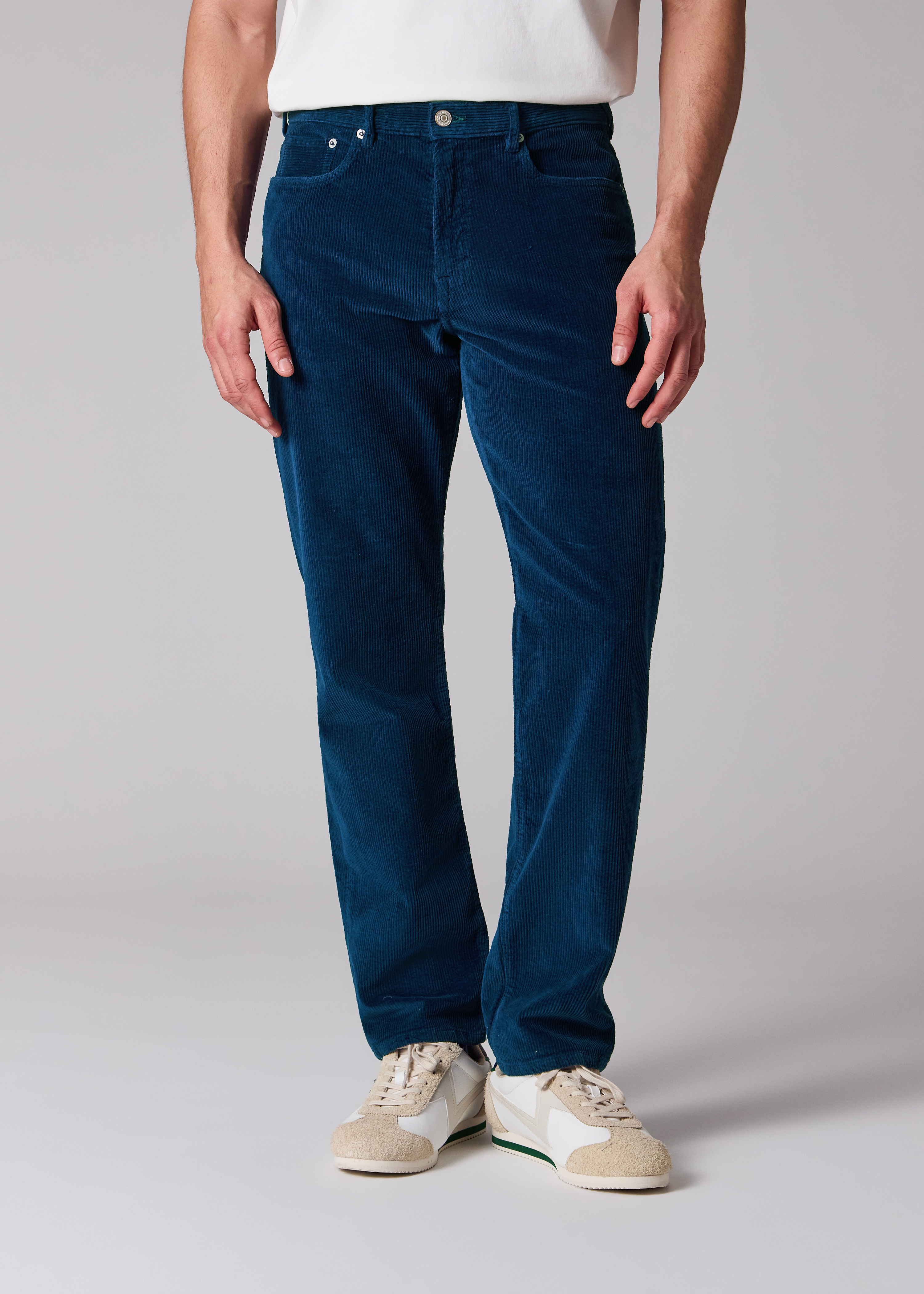 Relaxed Tapered-Fit Dark Blue Corduroy Trousers