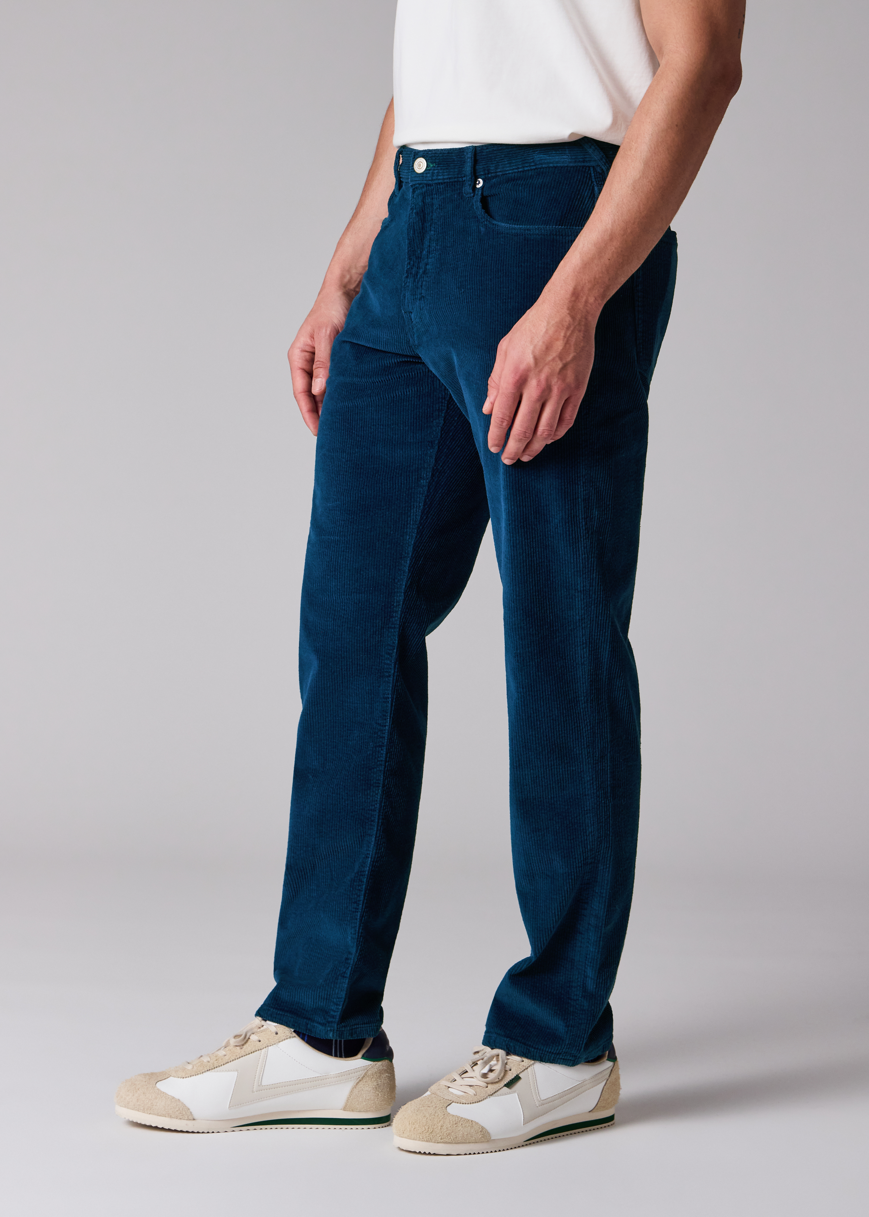 Relaxed Tapered-Fit Dark Blue Corduroy Trousers