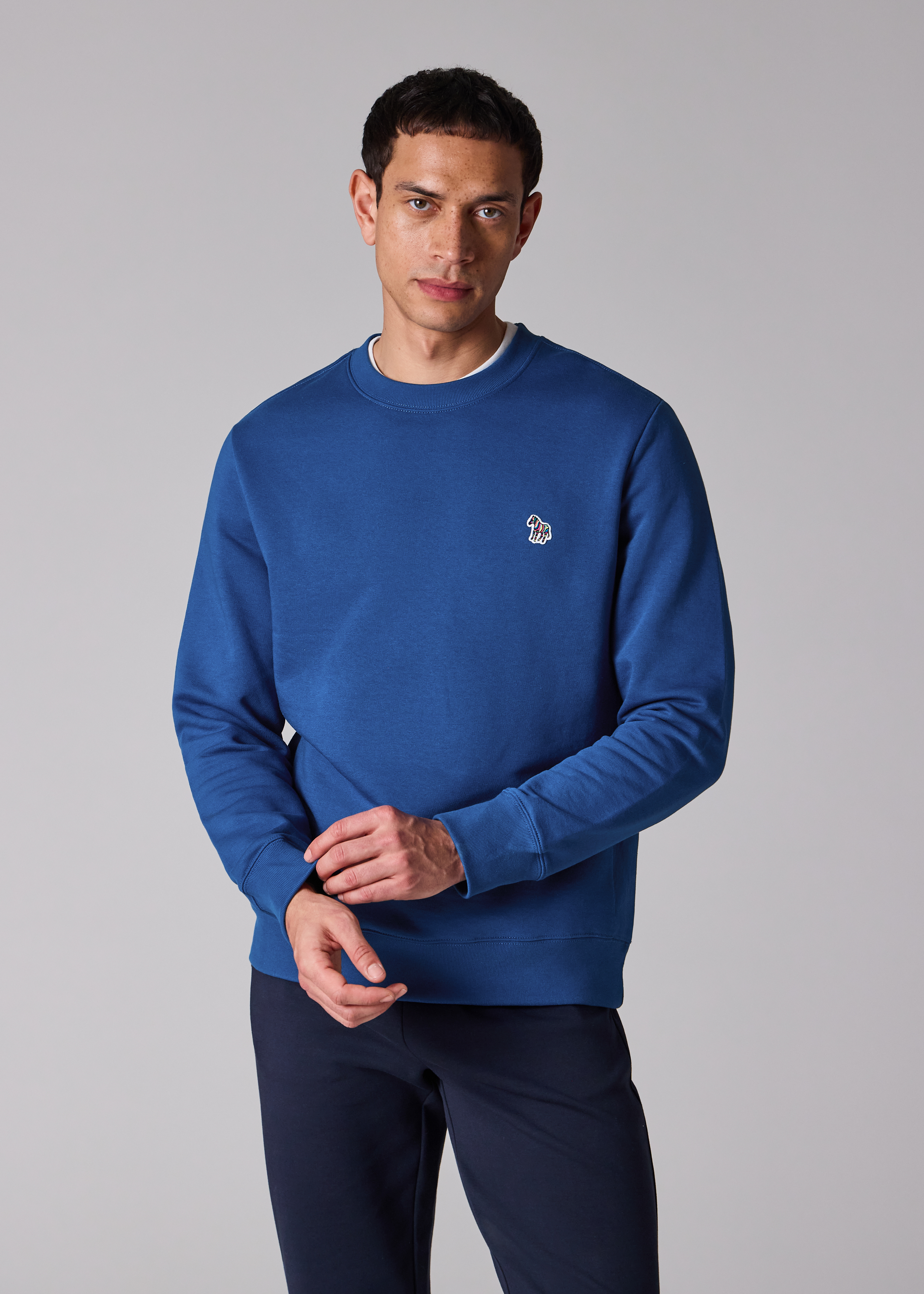 Mid Blue Organic Cotton Zebra Logo Sweatshirt