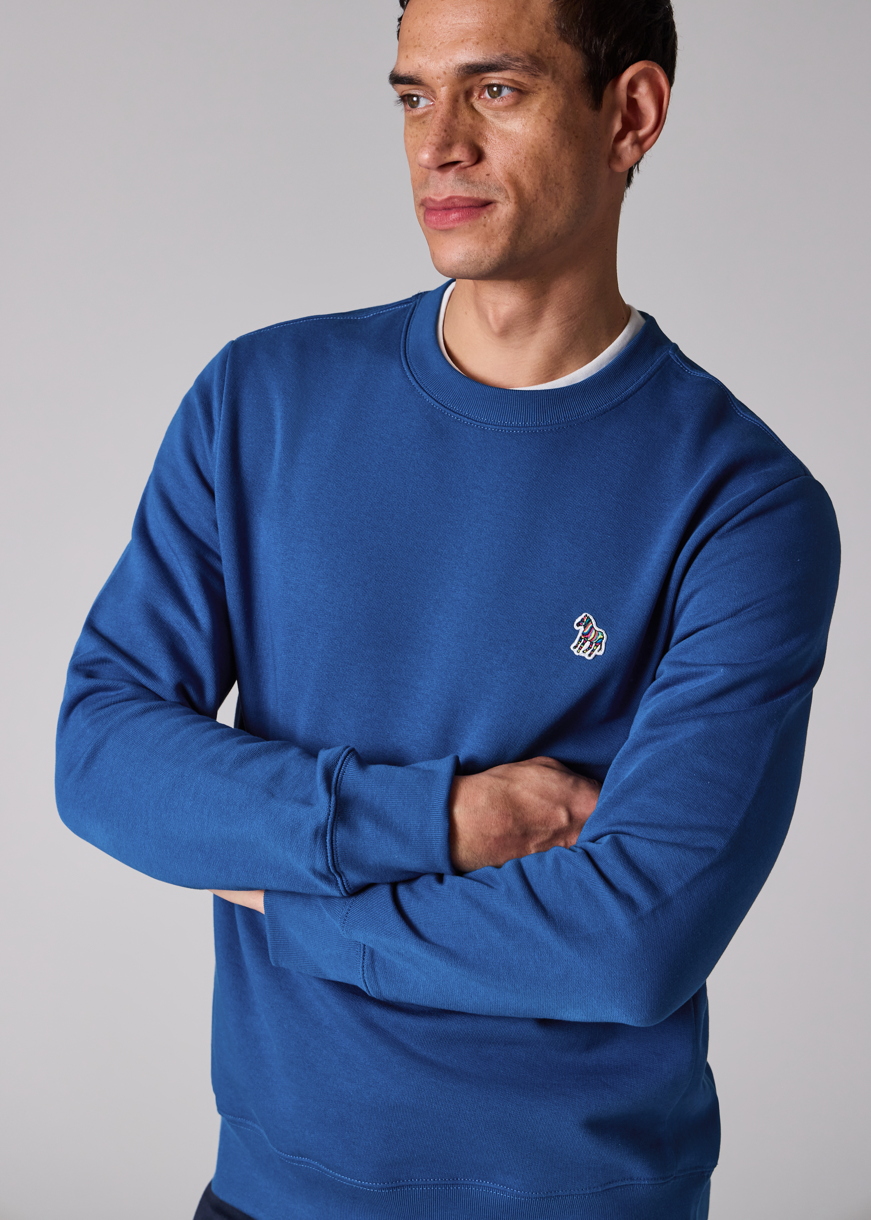 Mid Blue Organic Cotton Zebra Logo Sweatshirt
