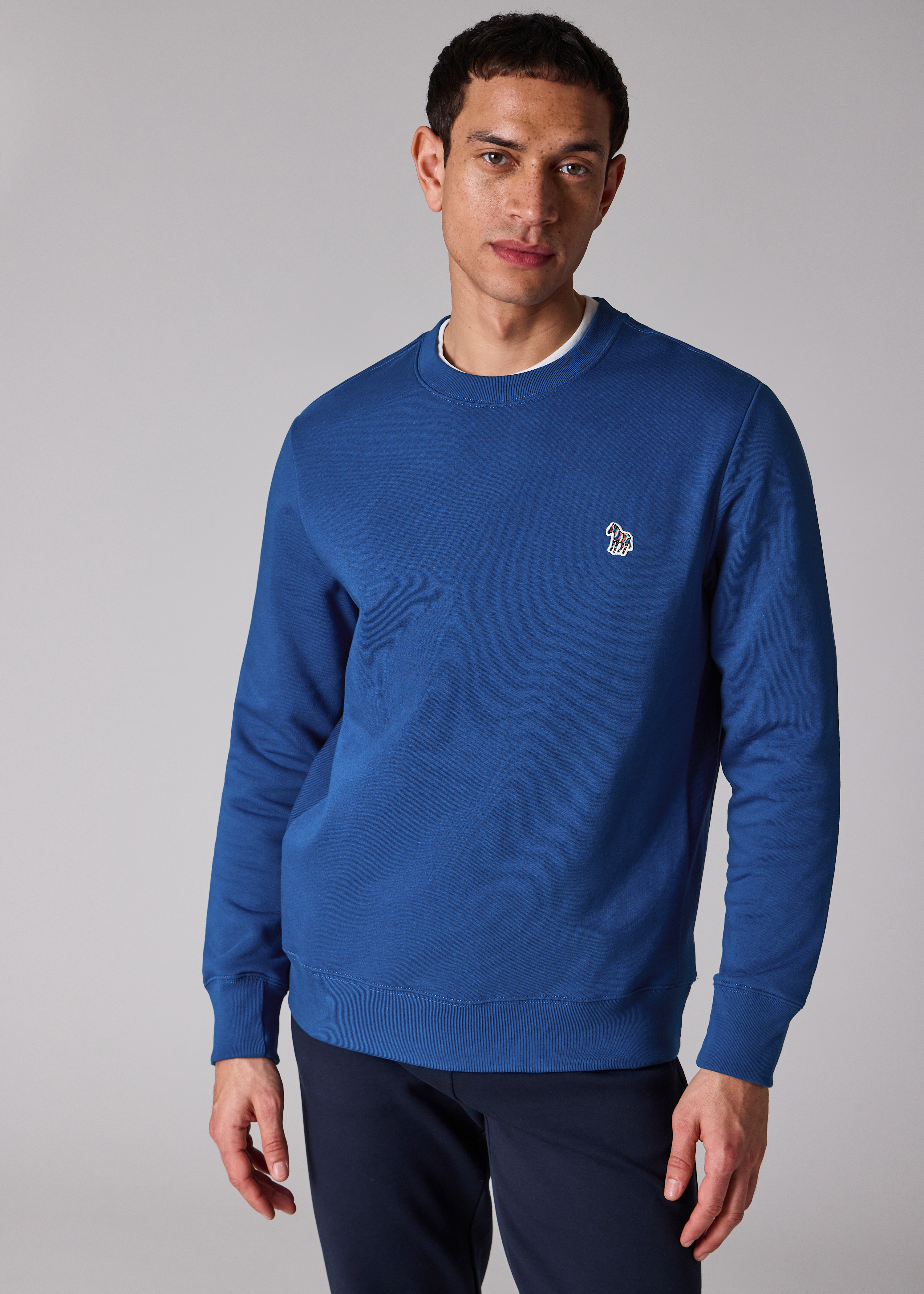 Mid Blue Organic Cotton Zebra Logo Sweatshirt