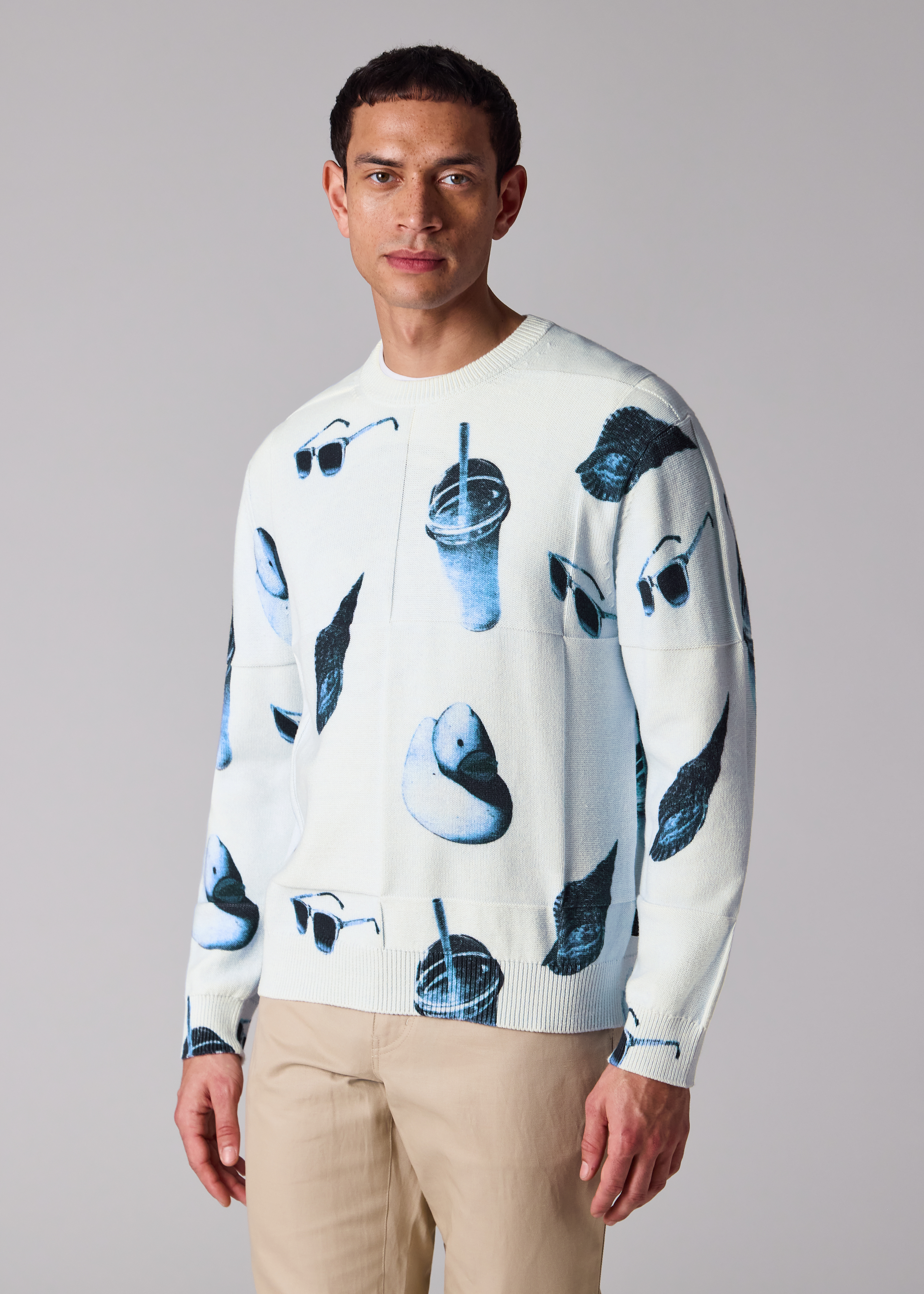 Light Blue 'Sunbleached Snaps' Print Sweater