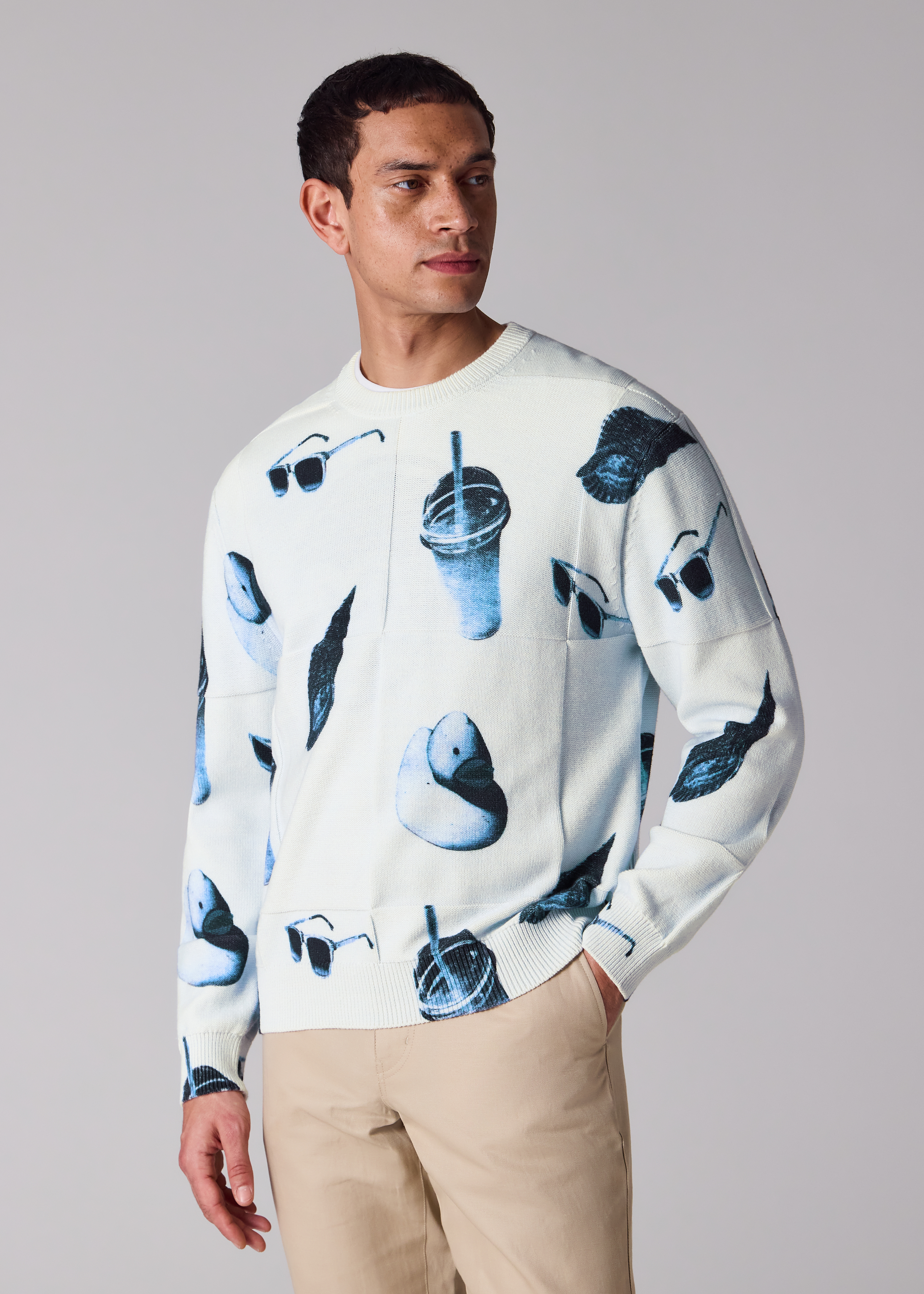 Light Blue 'Sunbleached Snaps' Print Sweater