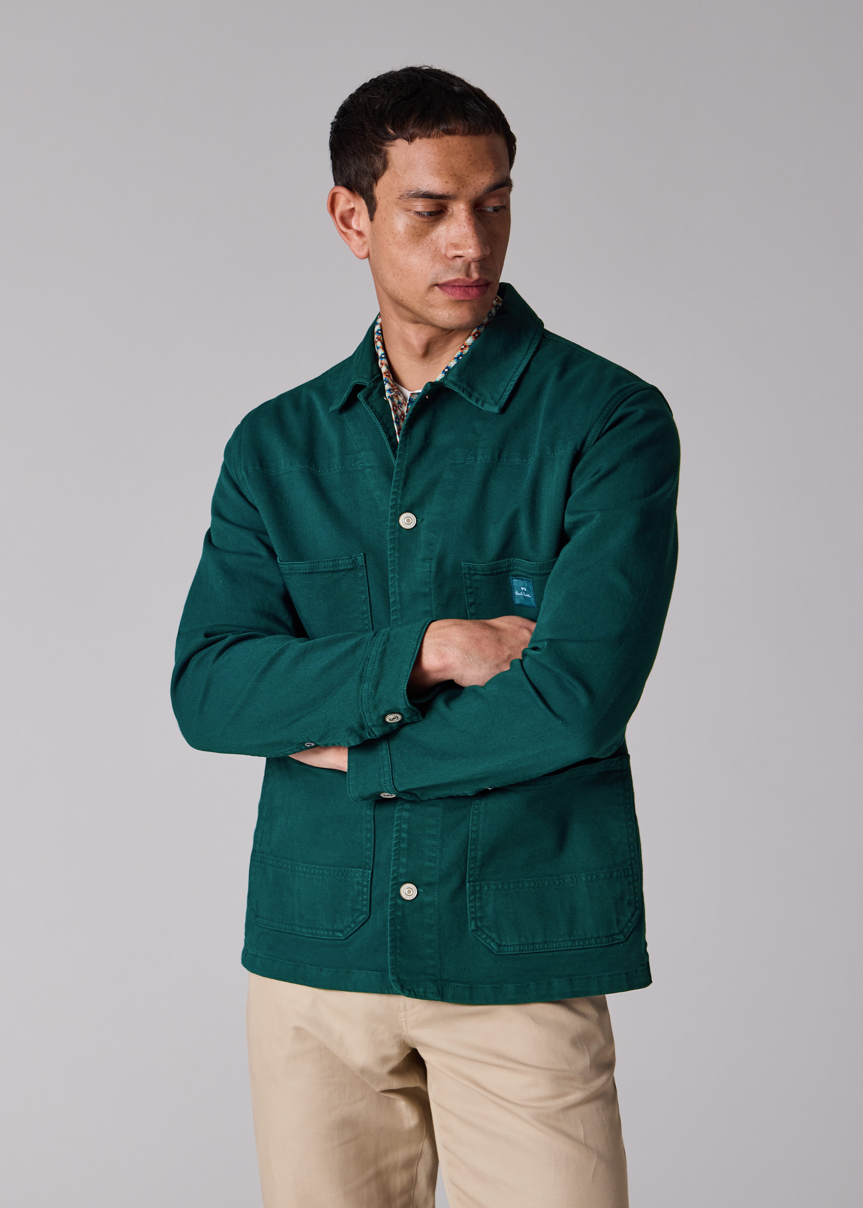 Petrol Green Garment-Dyed Denim Work Jacket