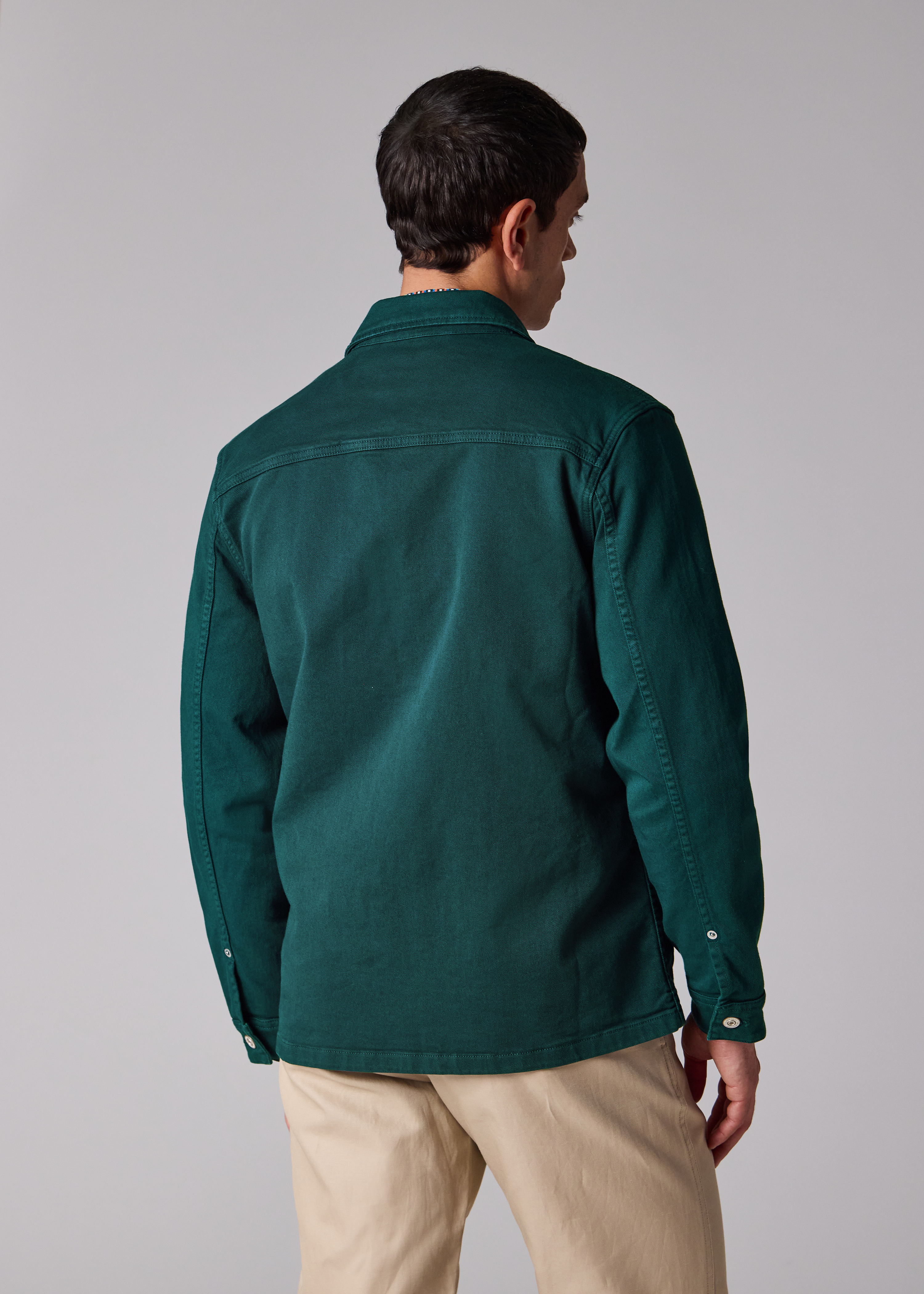 Petrol Green Garment-Dyed Denim Work Jacket