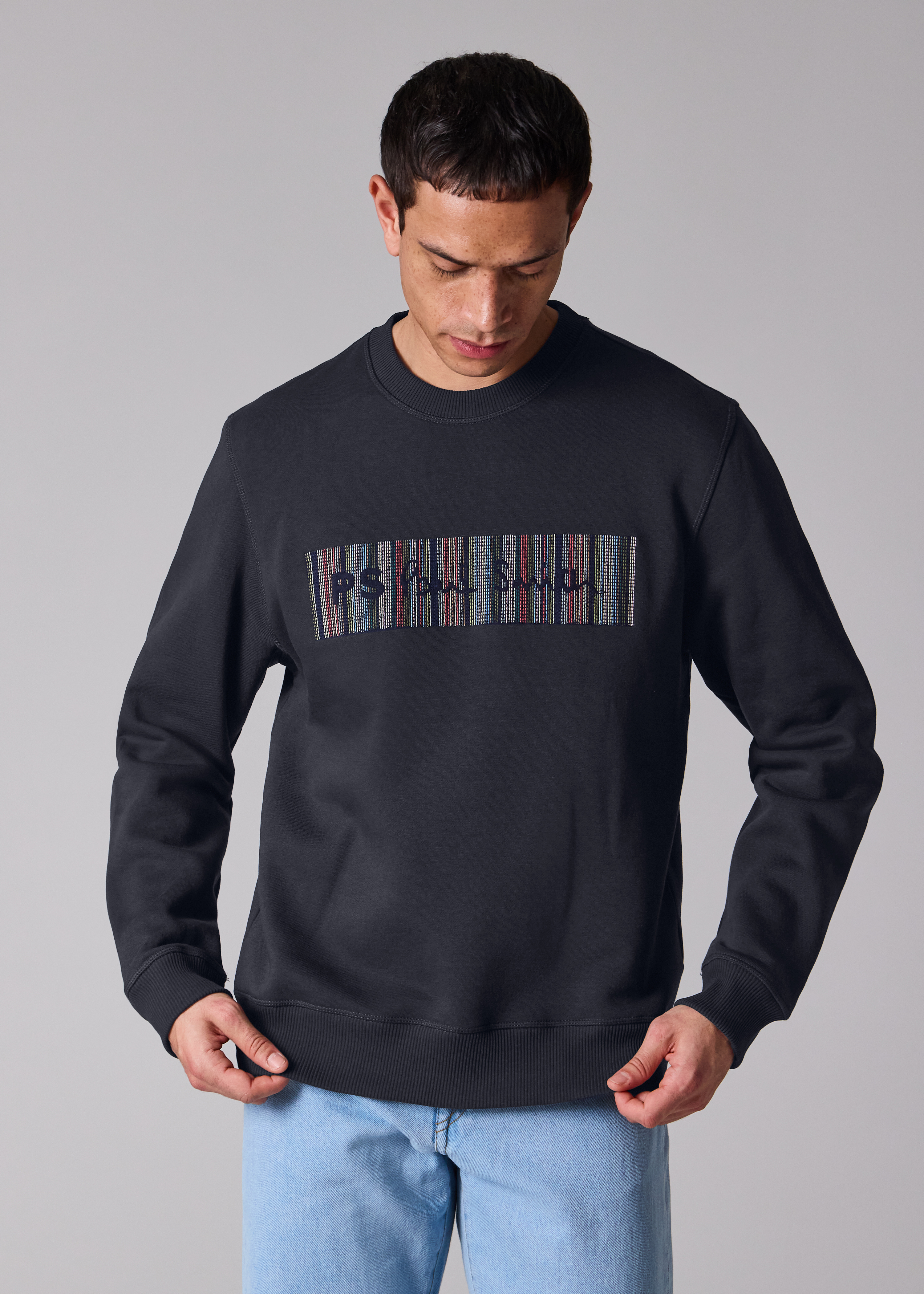 Navy 'Stitch Stripe' Logo Sweatshirt