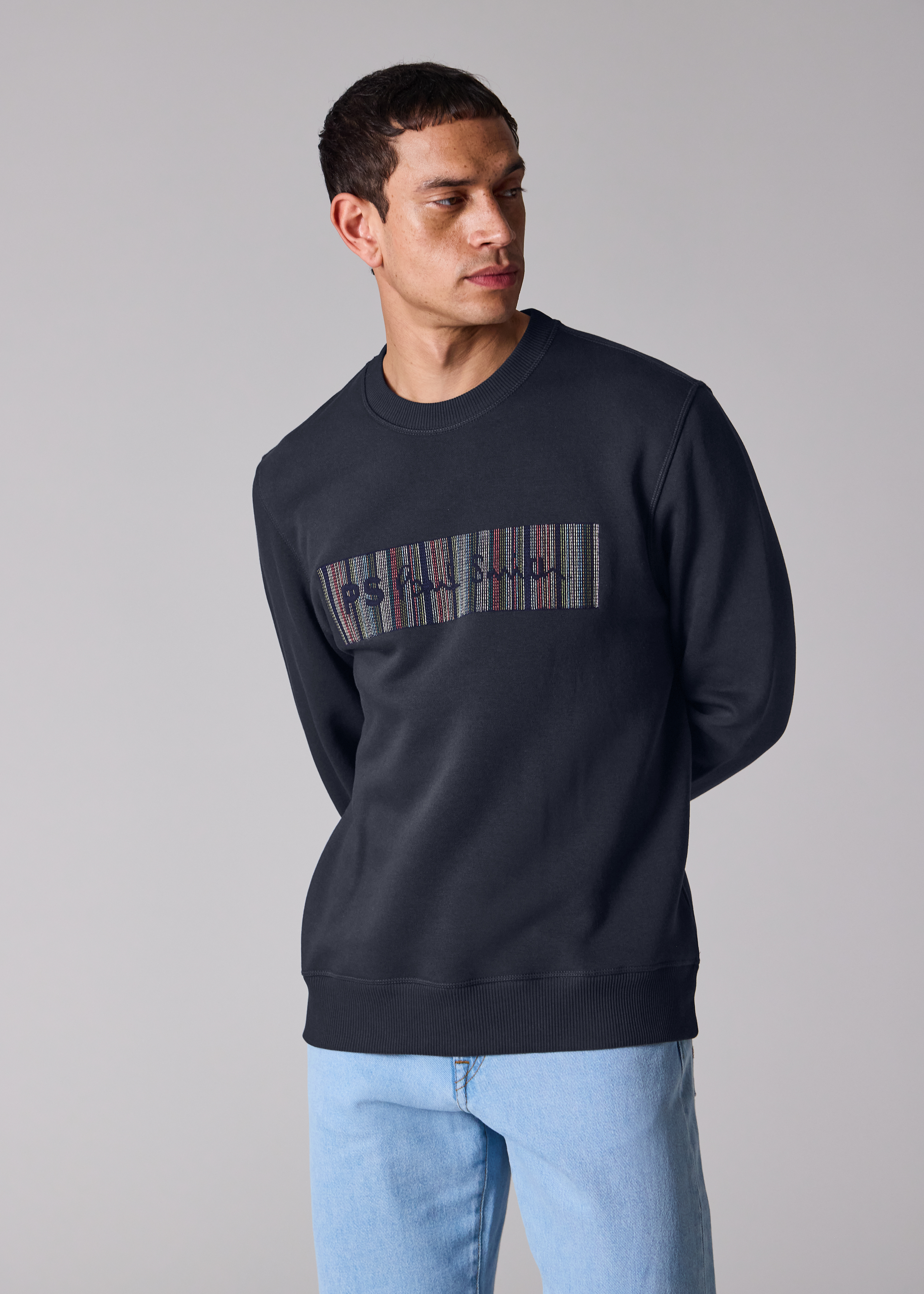 Navy 'Stitch Stripe' Logo Sweatshirt