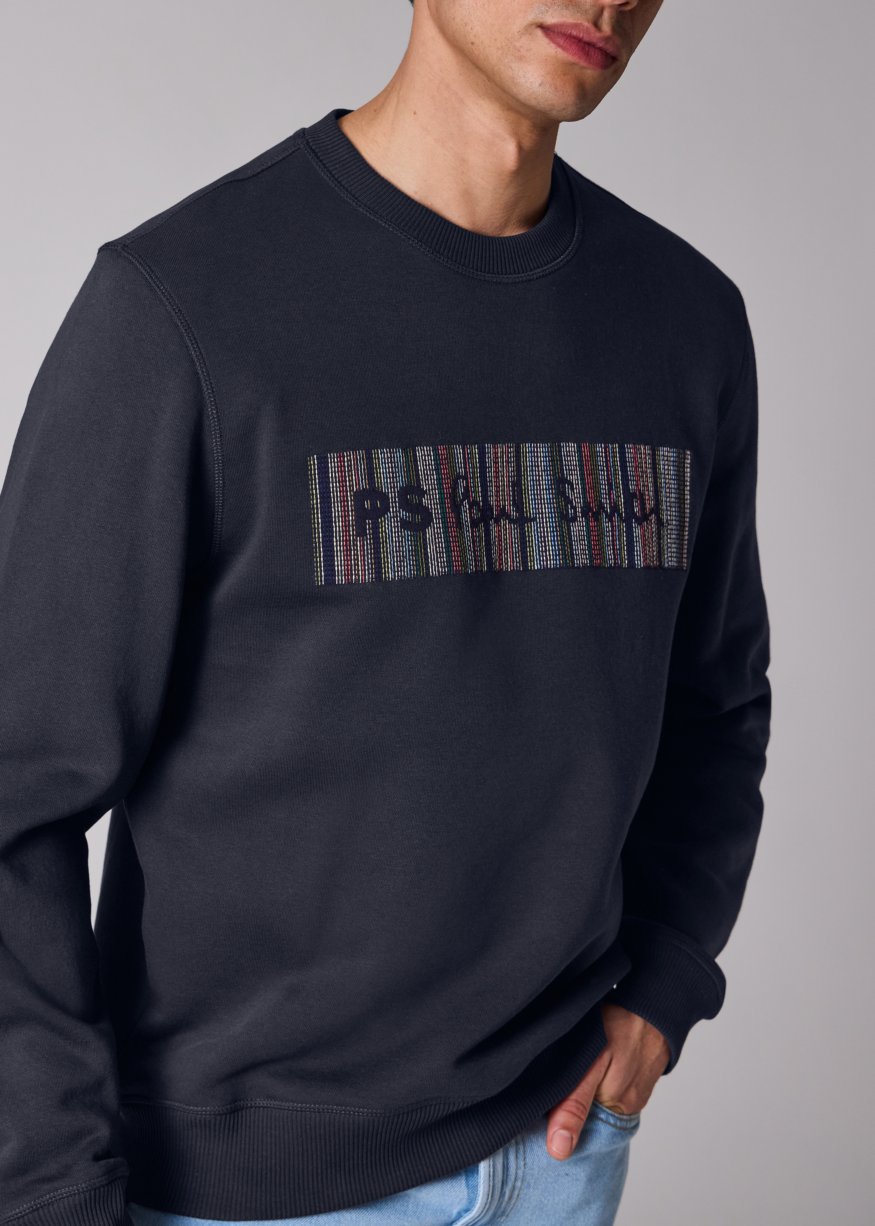 Navy 'Stitch Stripe' Logo Sweatshirt
