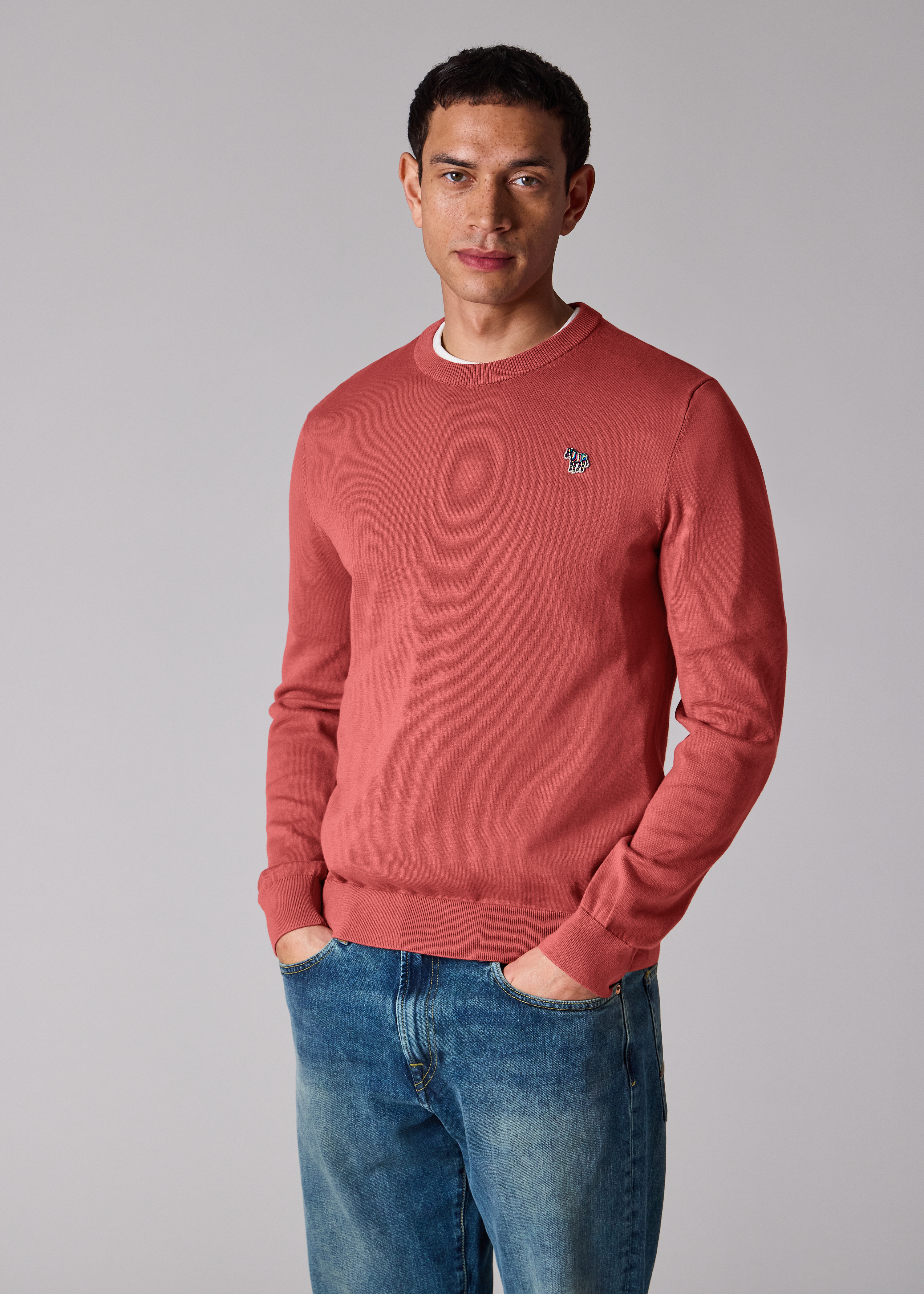 Salmon Pink Organic Cotton Zebra Logo Sweater