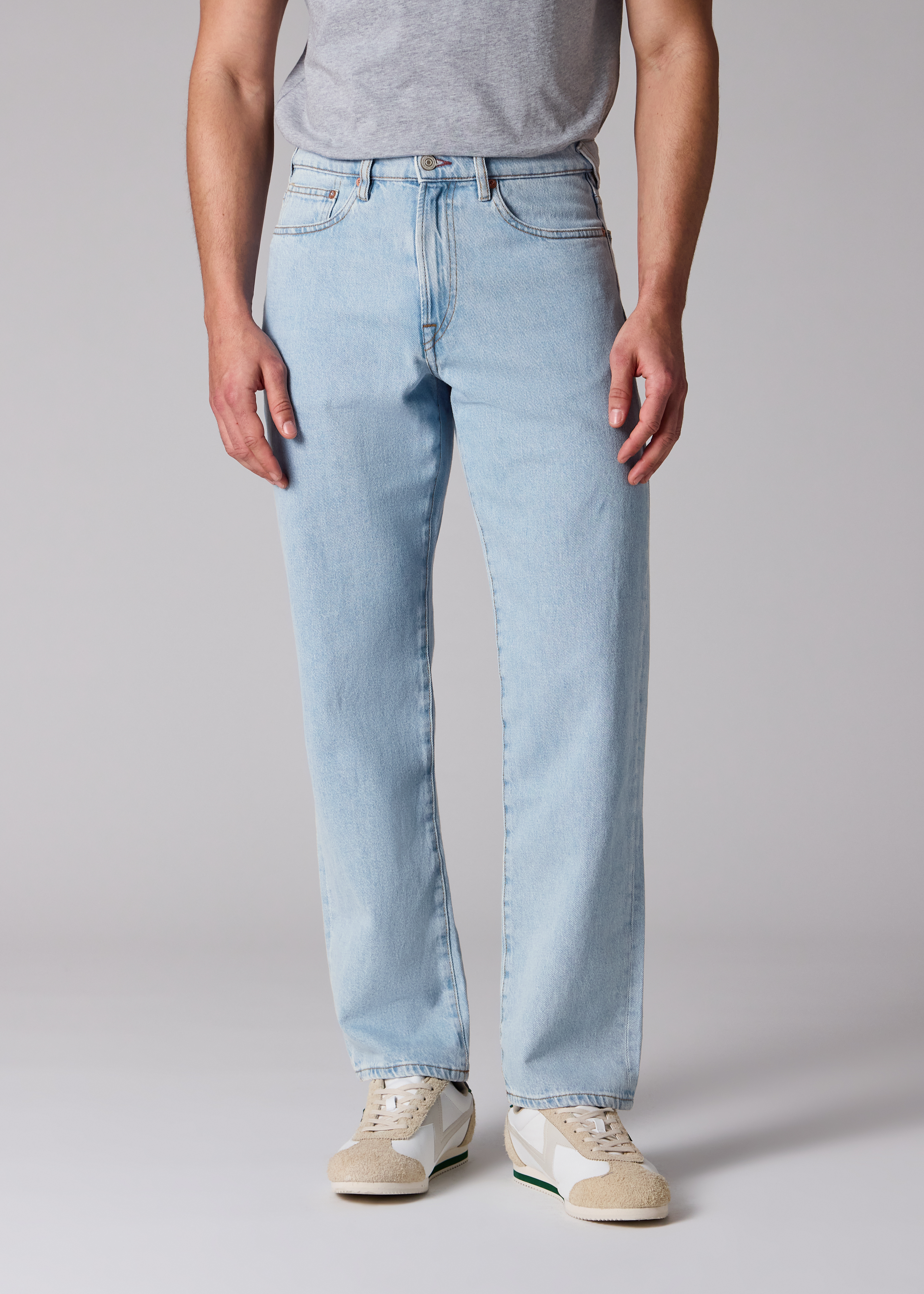 Relaxed Tapered-Fit Light Wash Recycled Cotton-Blend Jeans