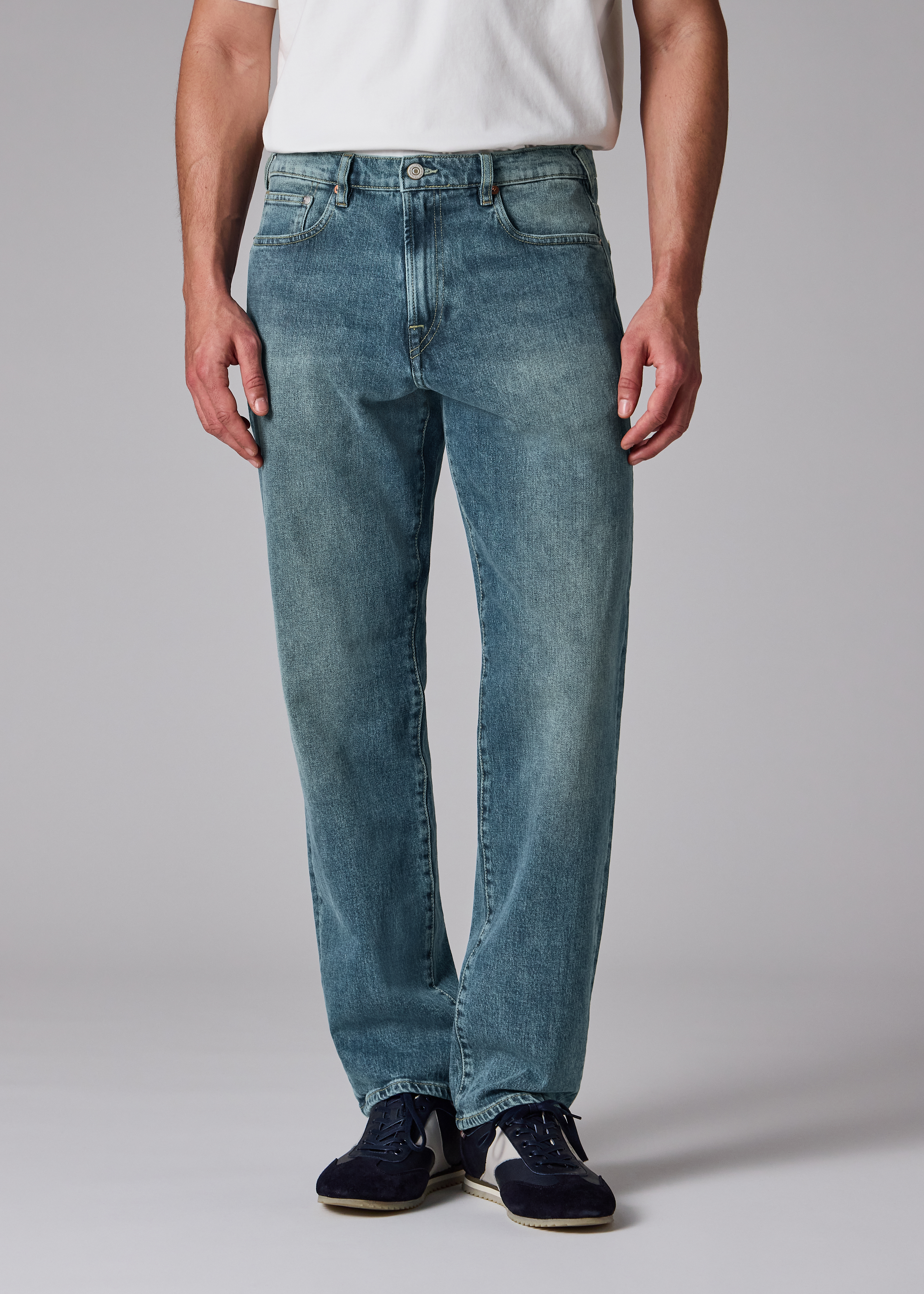 Relaxed Tapered-Fit Antique Wash 'Organic Vintage Stretch' Jeans