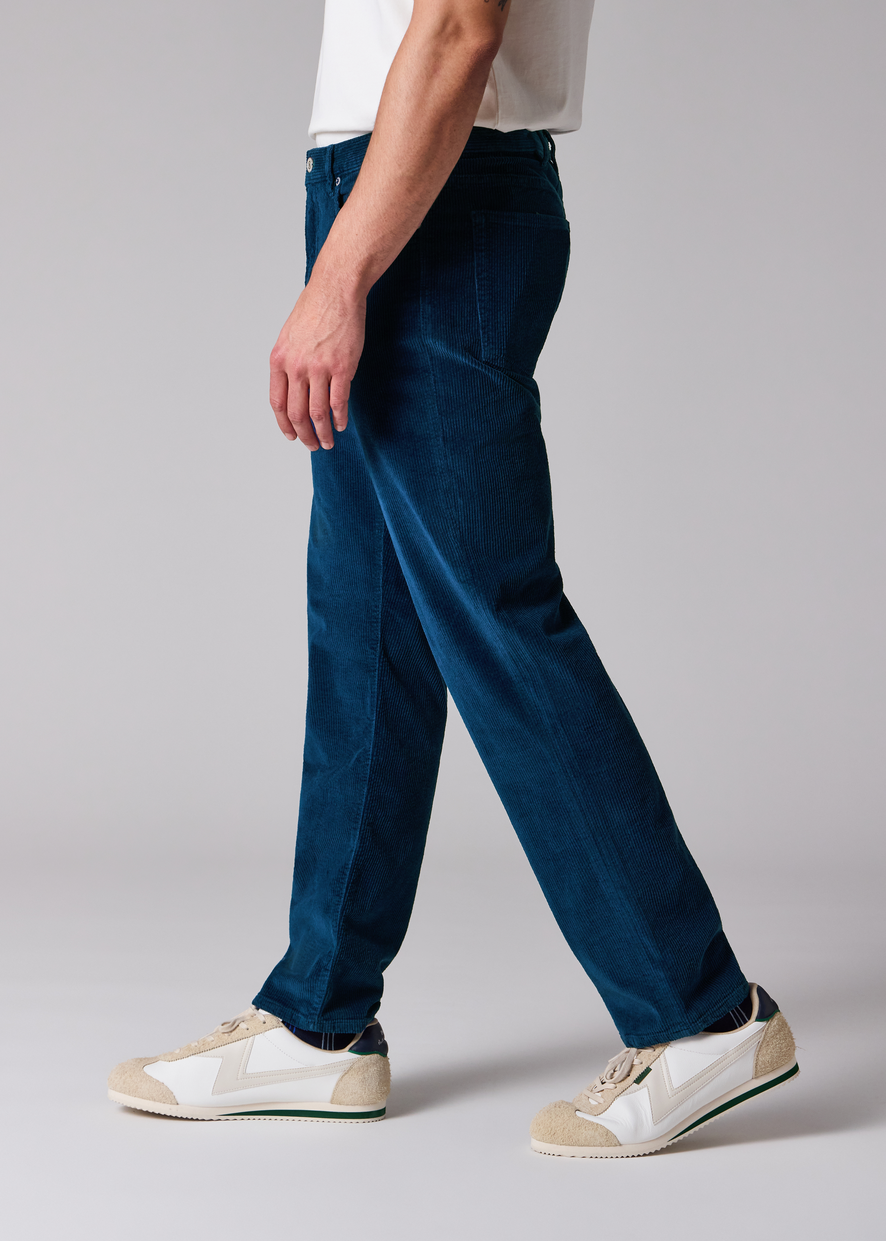 Relaxed Tapered-Fit Dark Blue Corduroy Trousers