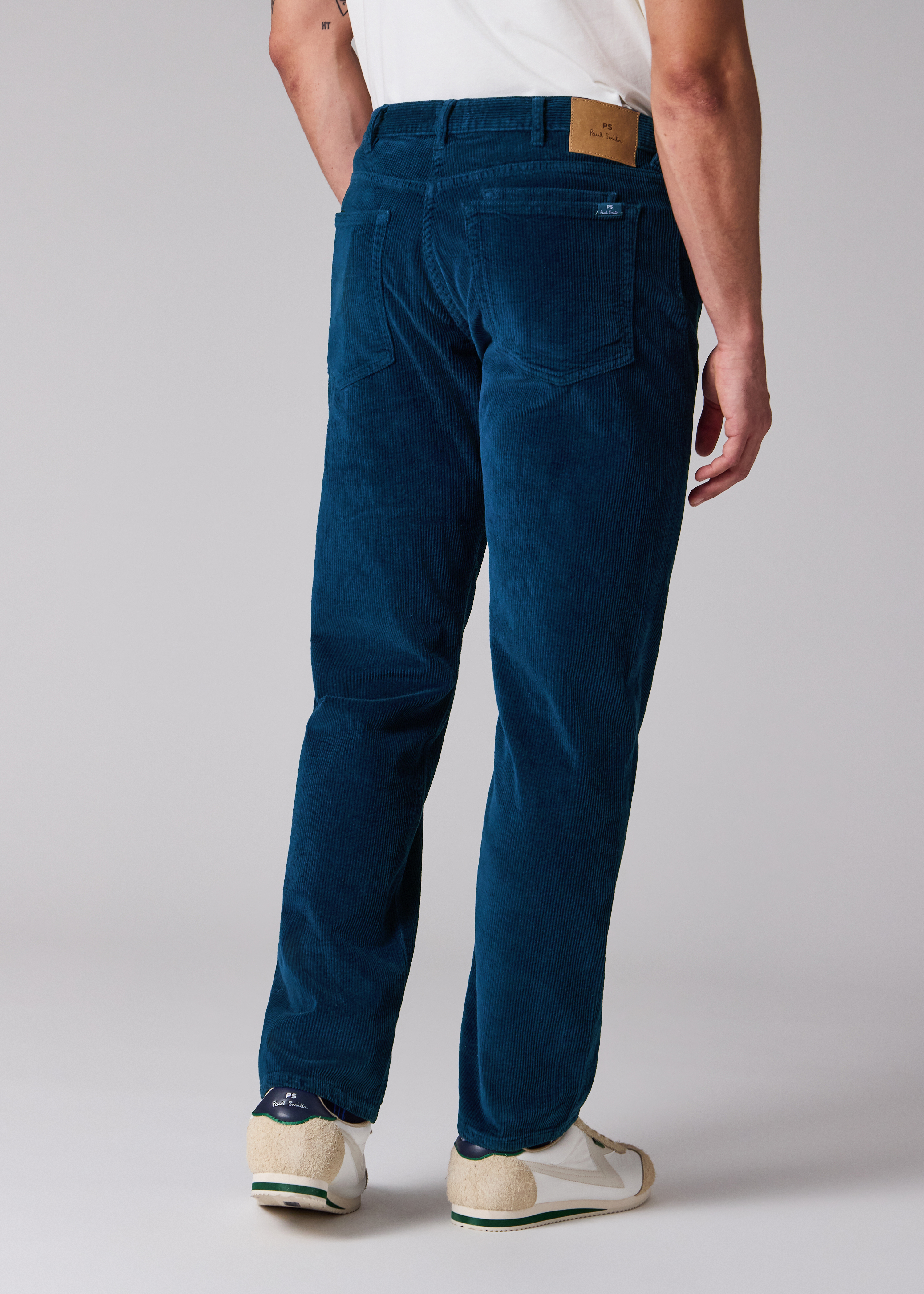 Relaxed Tapered-Fit Dark Blue Corduroy Trousers