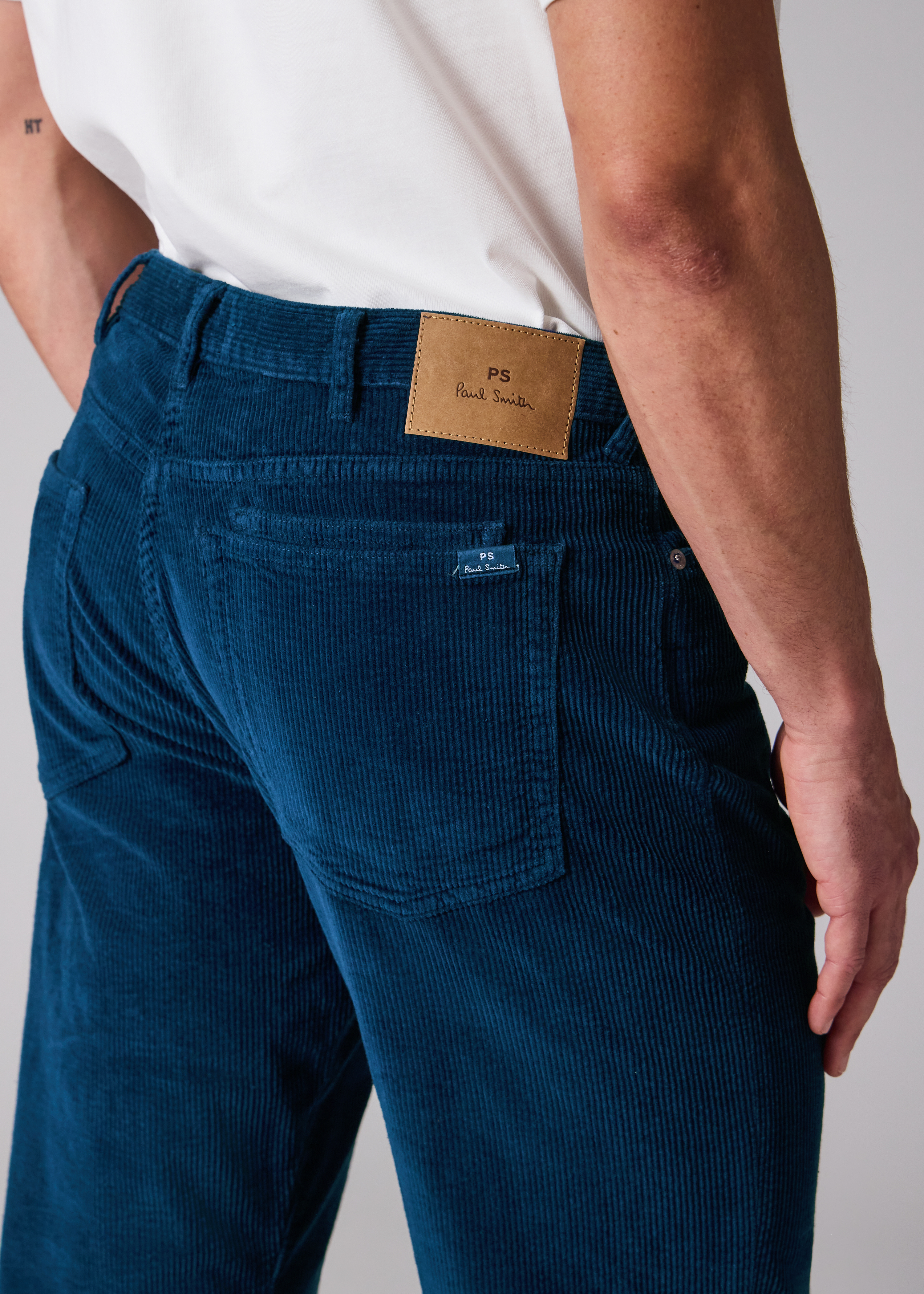 Relaxed Tapered-Fit Dark Blue Corduroy Trousers