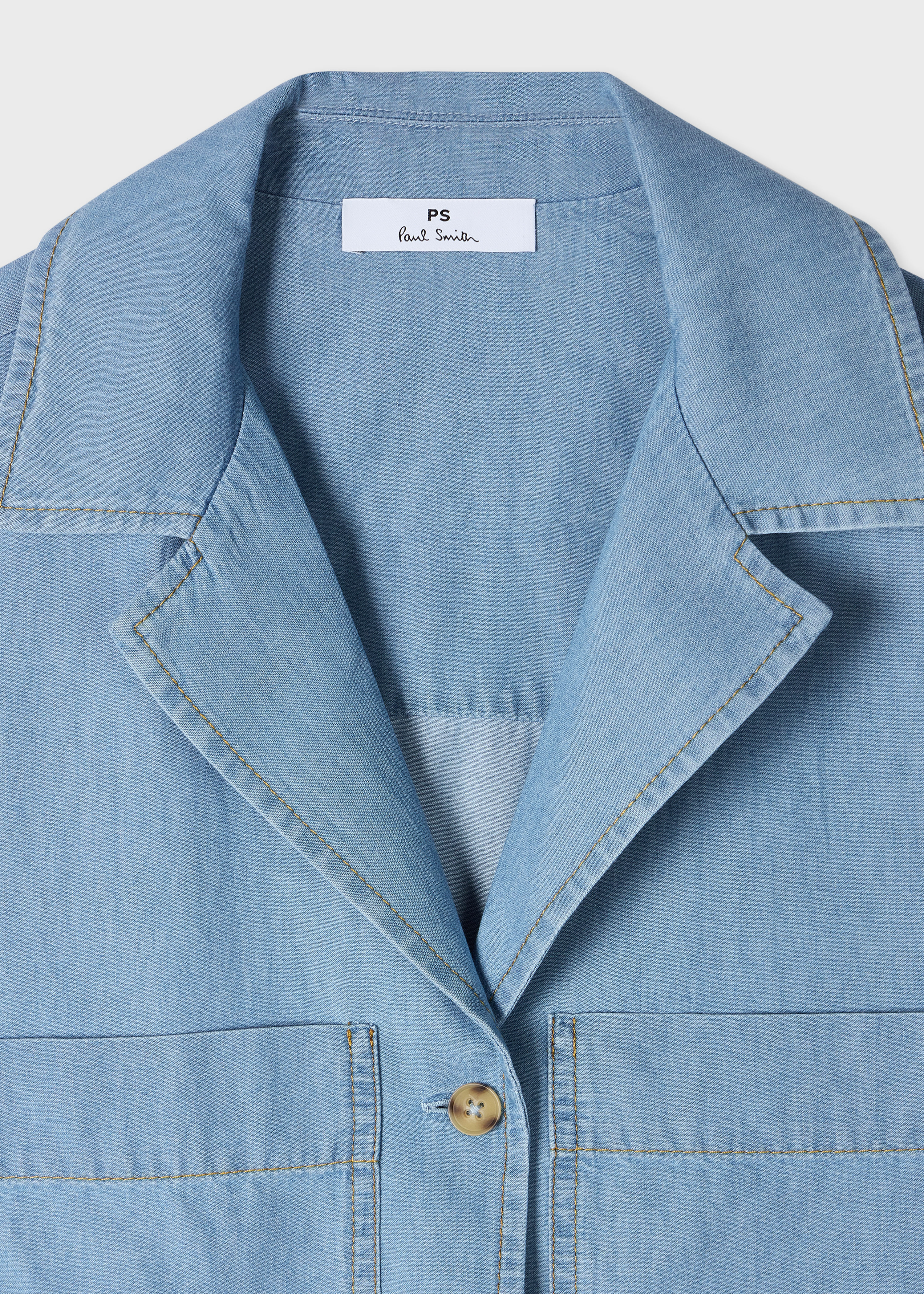 Women's Chambray Patch-Pocket Short Sleeve Shirt