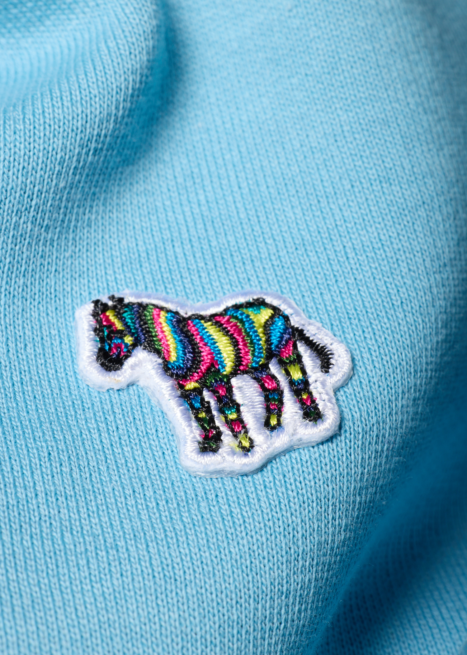 Sky Blue Cotton Zip-Front Zebra Logo Hoodie