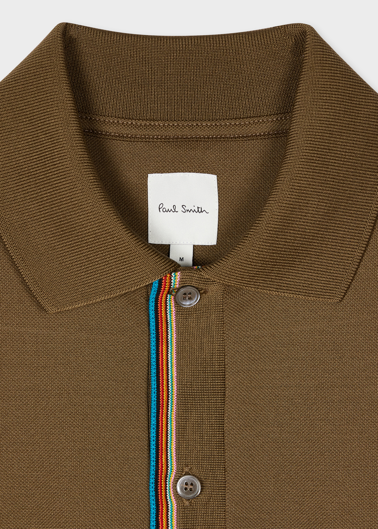 Brown 'Signature Stripe' Trim Polo Shirt