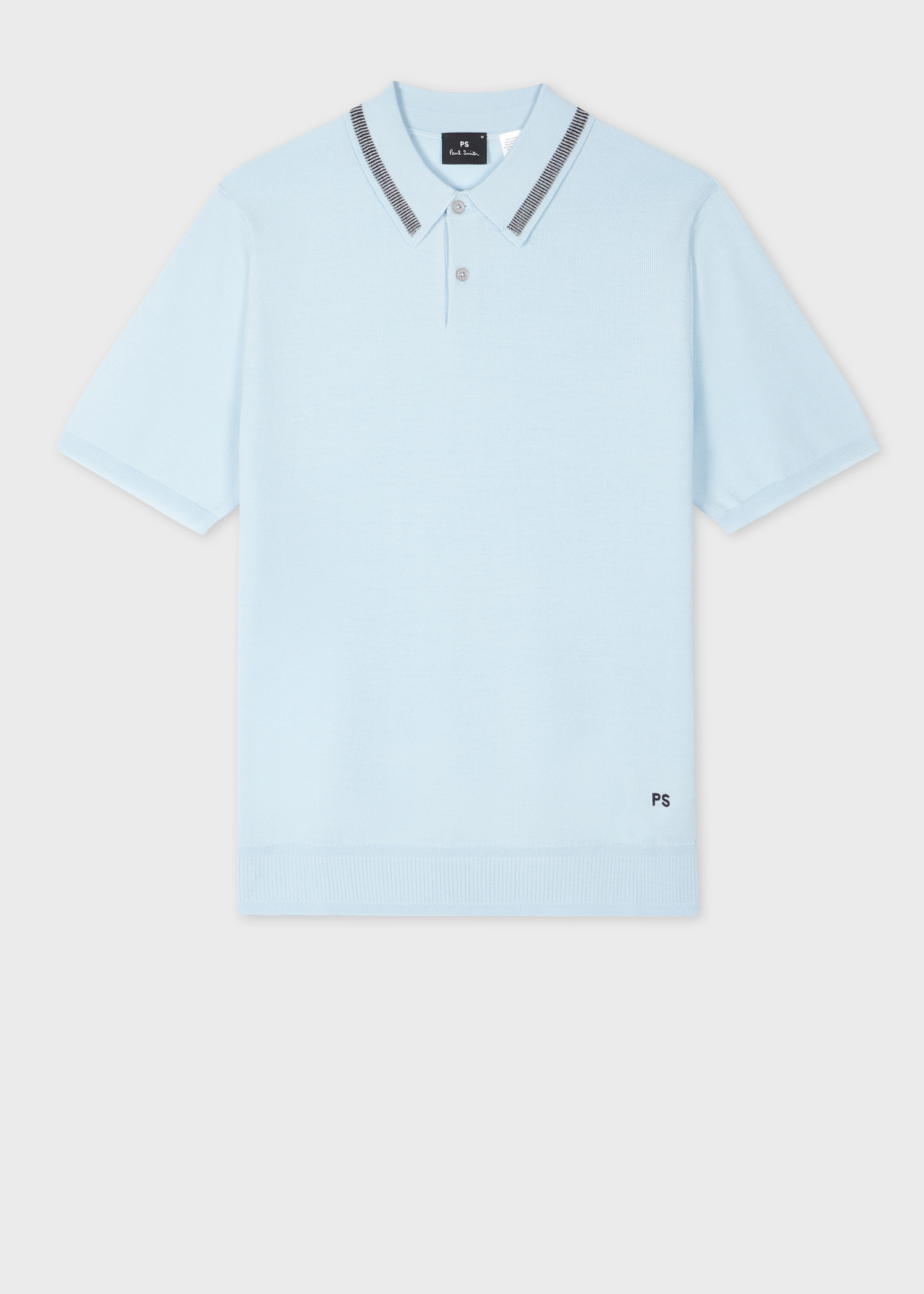 Light Blue Merino Wool Polo Shirt