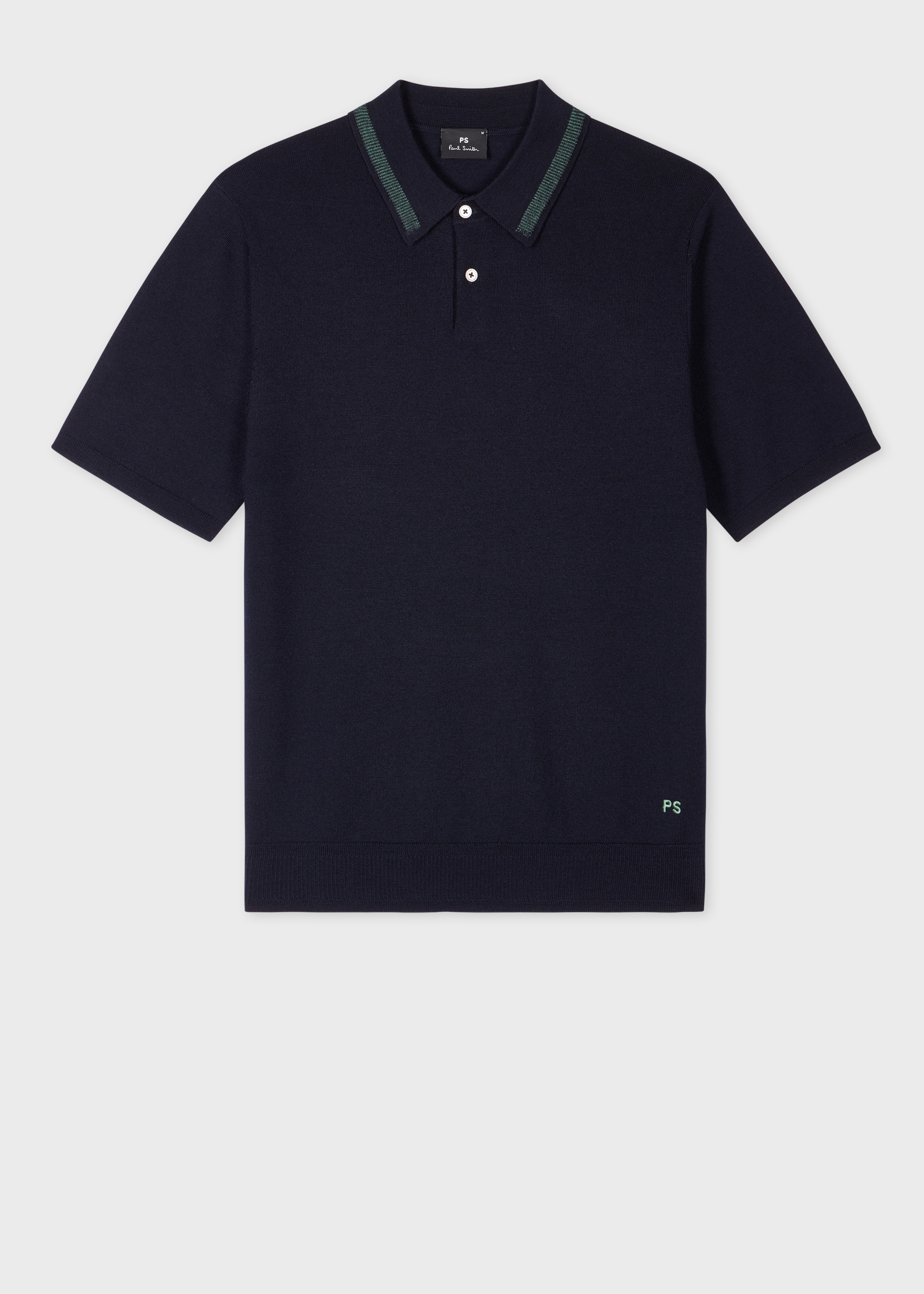 Navy Merino Wool Polo Shirt