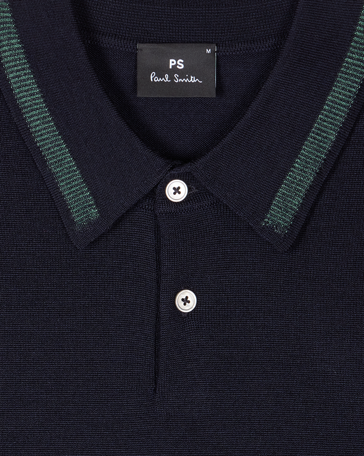 Navy Merino Wool Polo Shirt