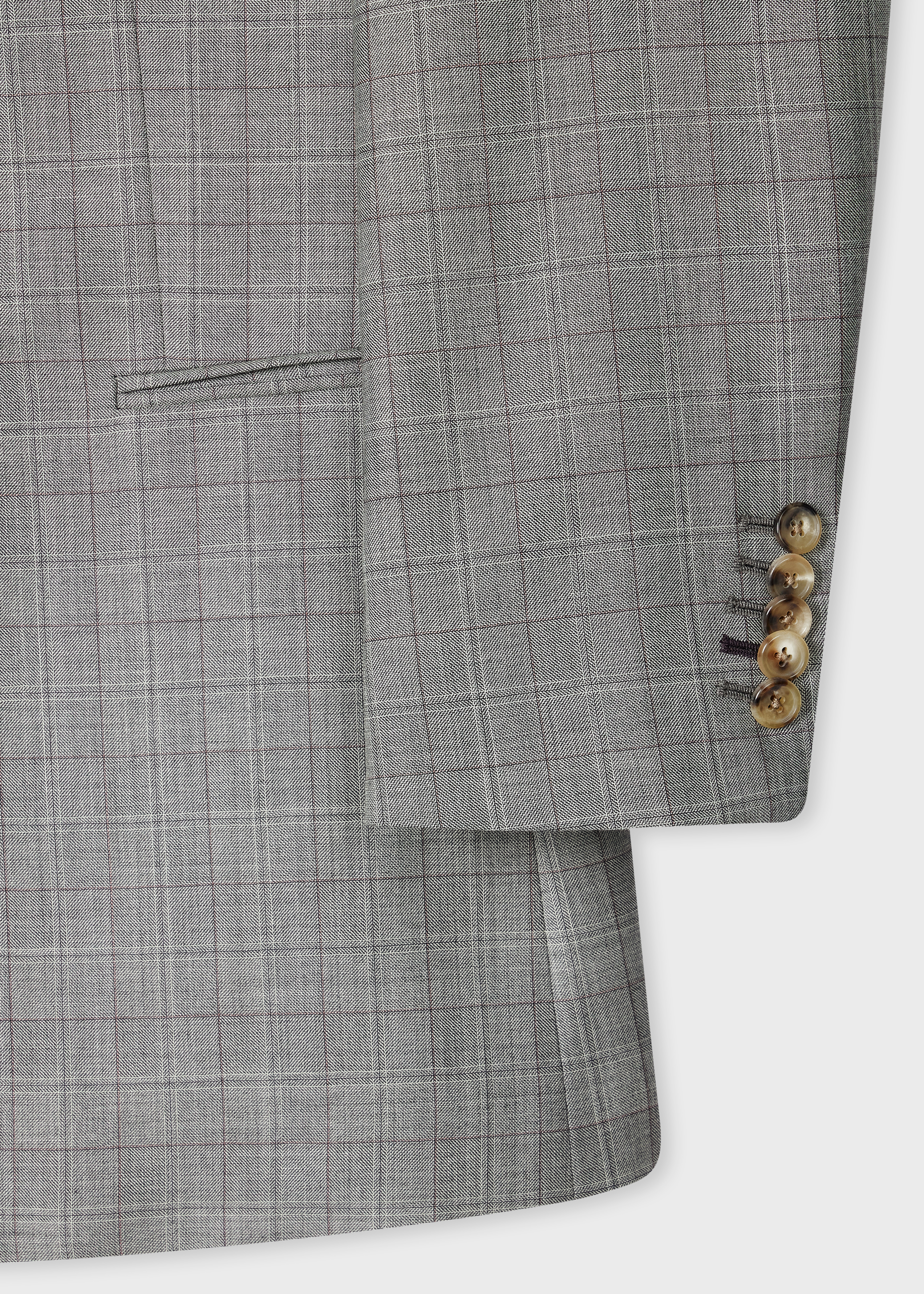 Grey Check Wool Double-Breasted Blazer