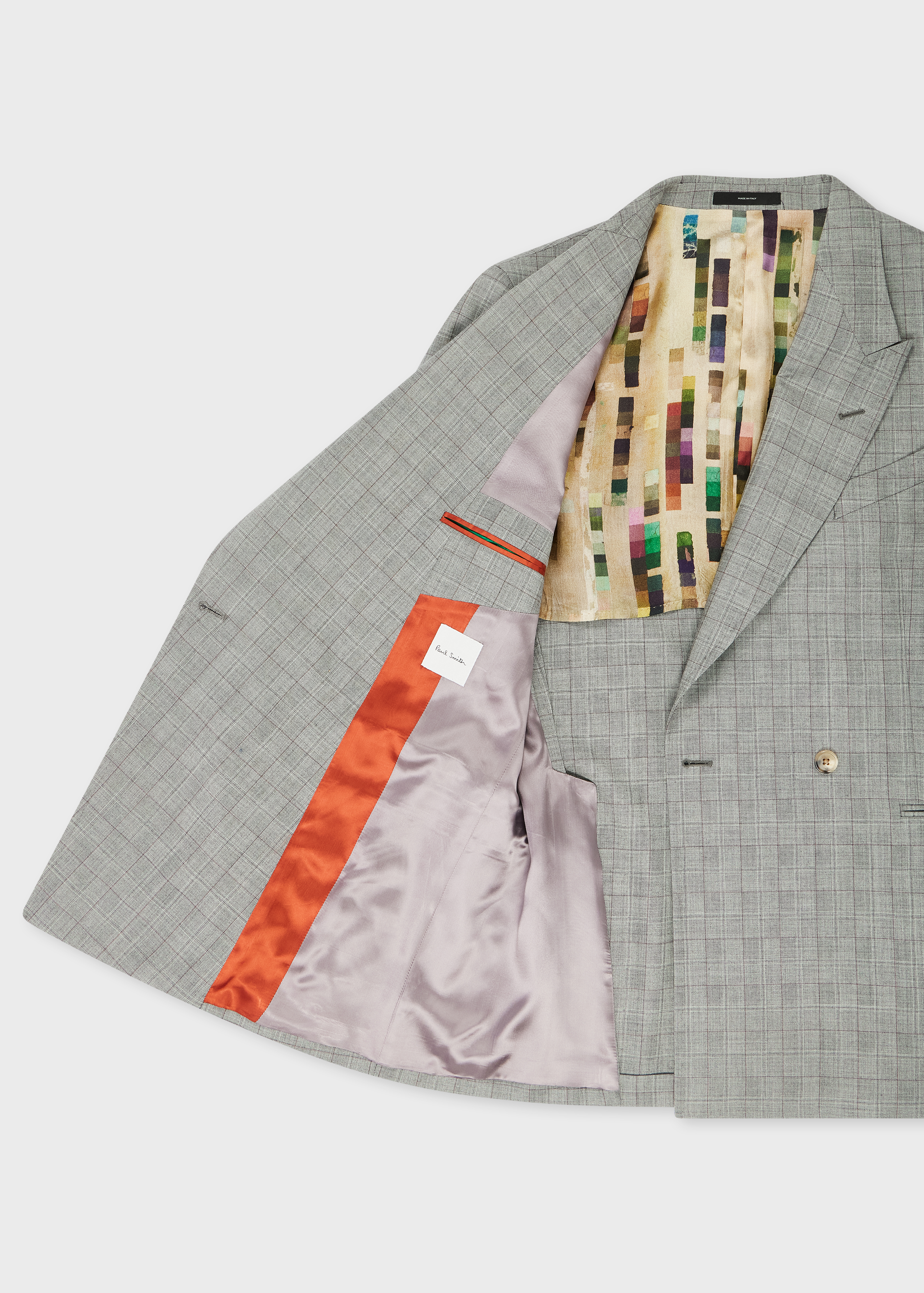 Grey Check Wool Double-Breasted Blazer