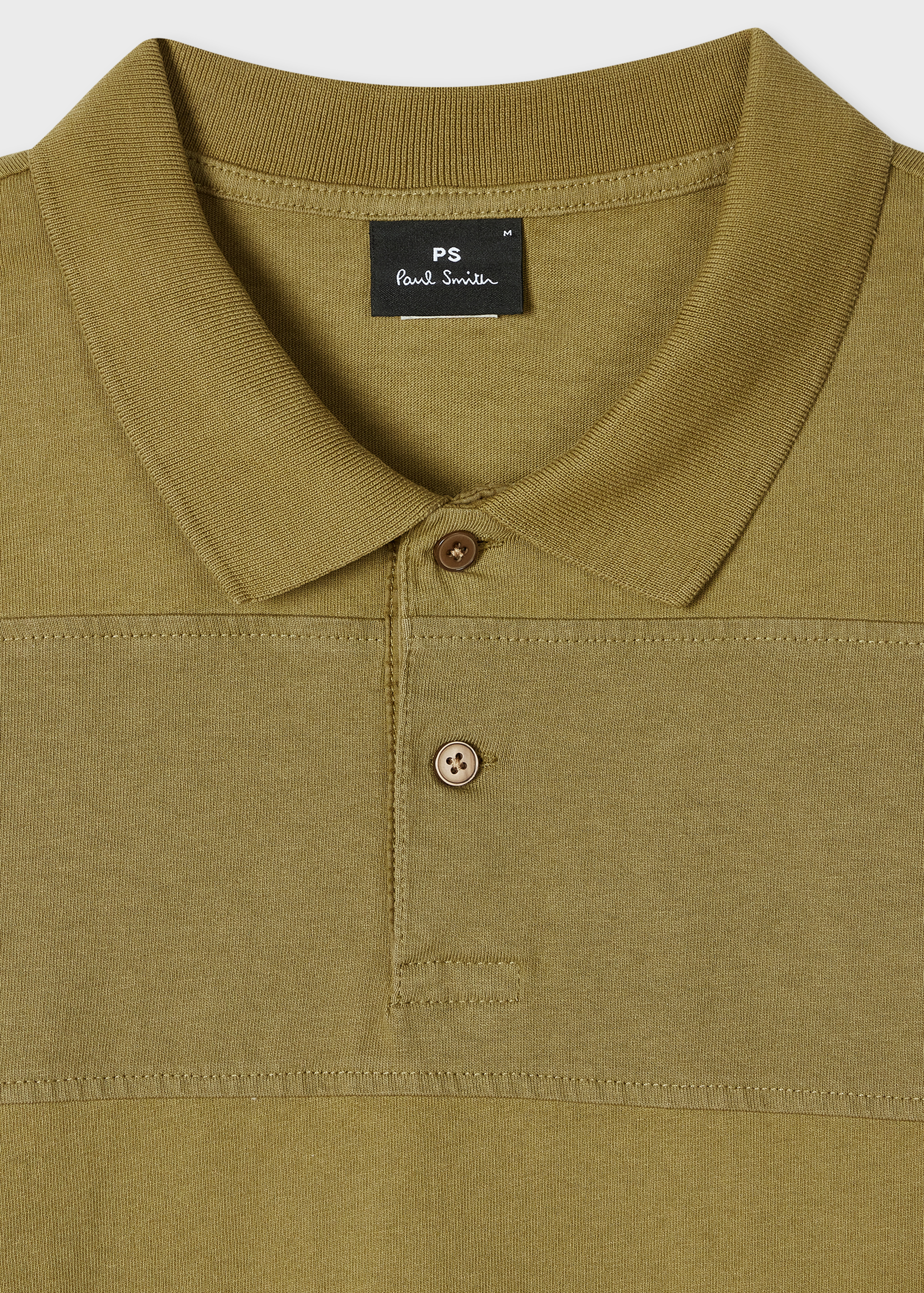 Khaki Block Stripe Rugby Polo Shirt